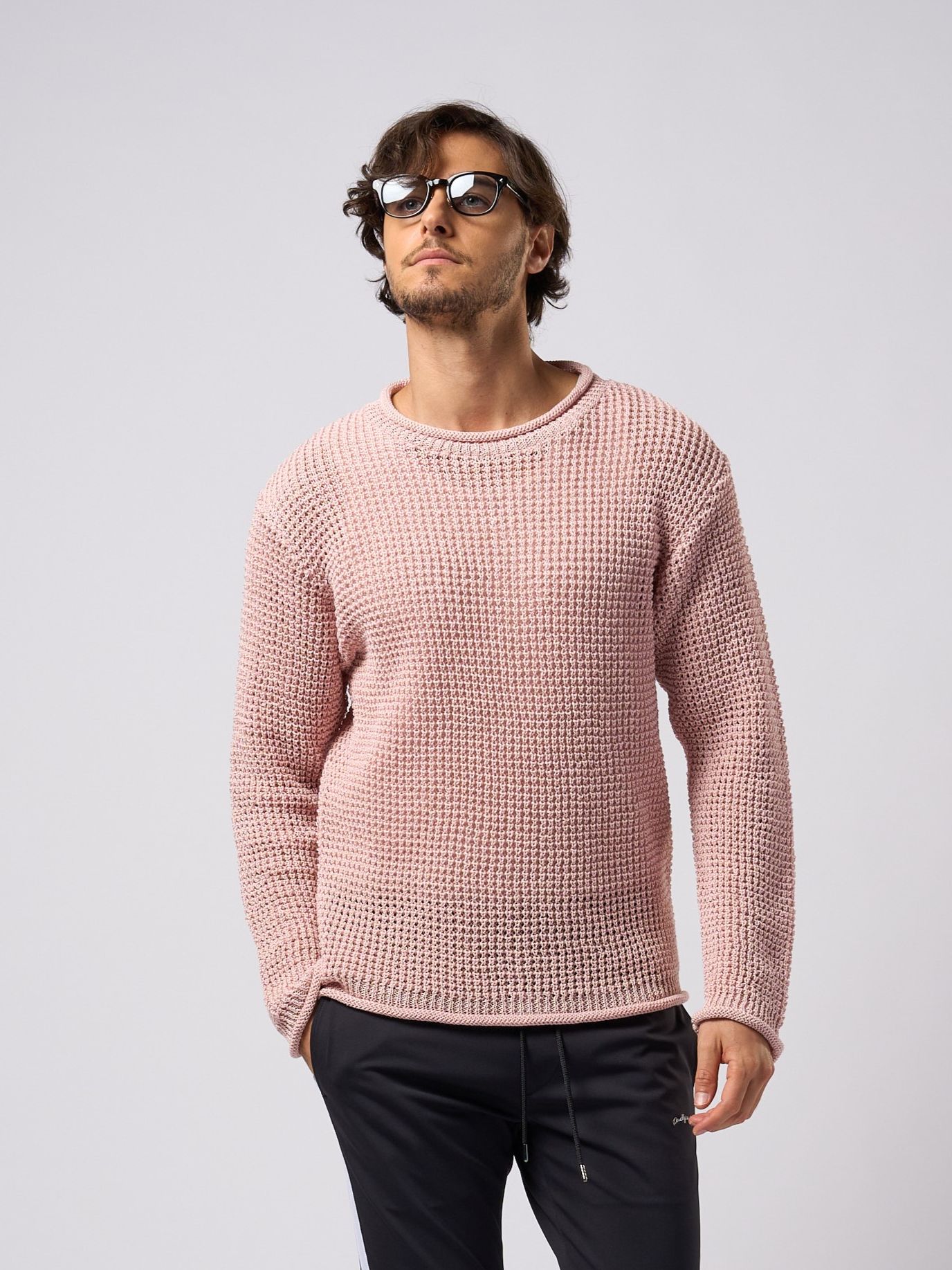 【予約品9月19日 10時締め】 GIMA roll crew knit / クルーネックニット / ピンク