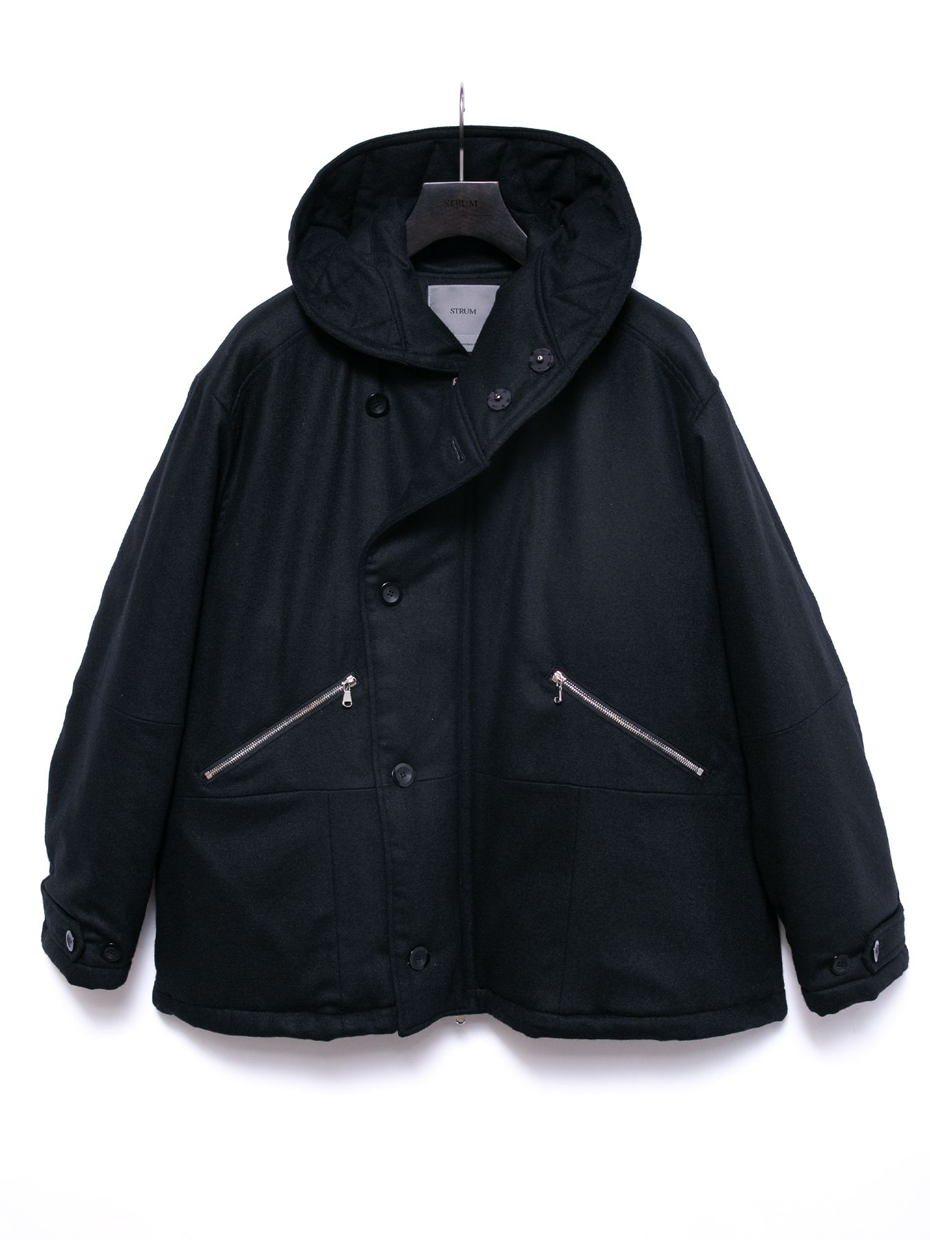 【予約品 4月6日(月) 締切】Stretch recycled wool cashmere blend Twill Quilted Padded Flight Jacket / カシミア混 ストレッチ リサイクルウール ツイル 高機能中綿フライトジャケット / ブラック