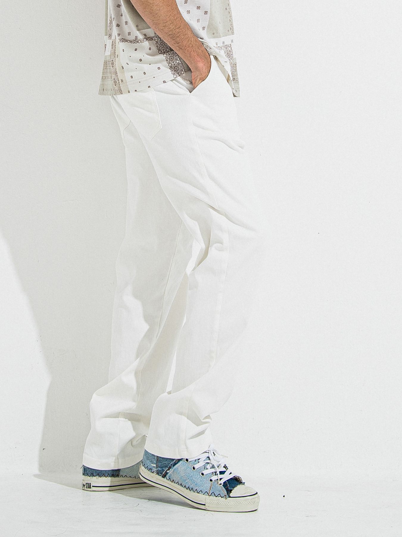 DENIM JERSEY WIDE PT / デニムジャージワイドパンツ / ホワイト
