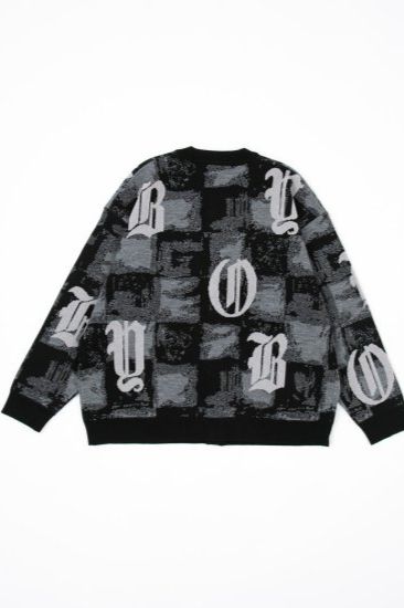 MOSAIC PATTERNED KNIT CARDIGAN/ ブラック 【BOY LONDON】