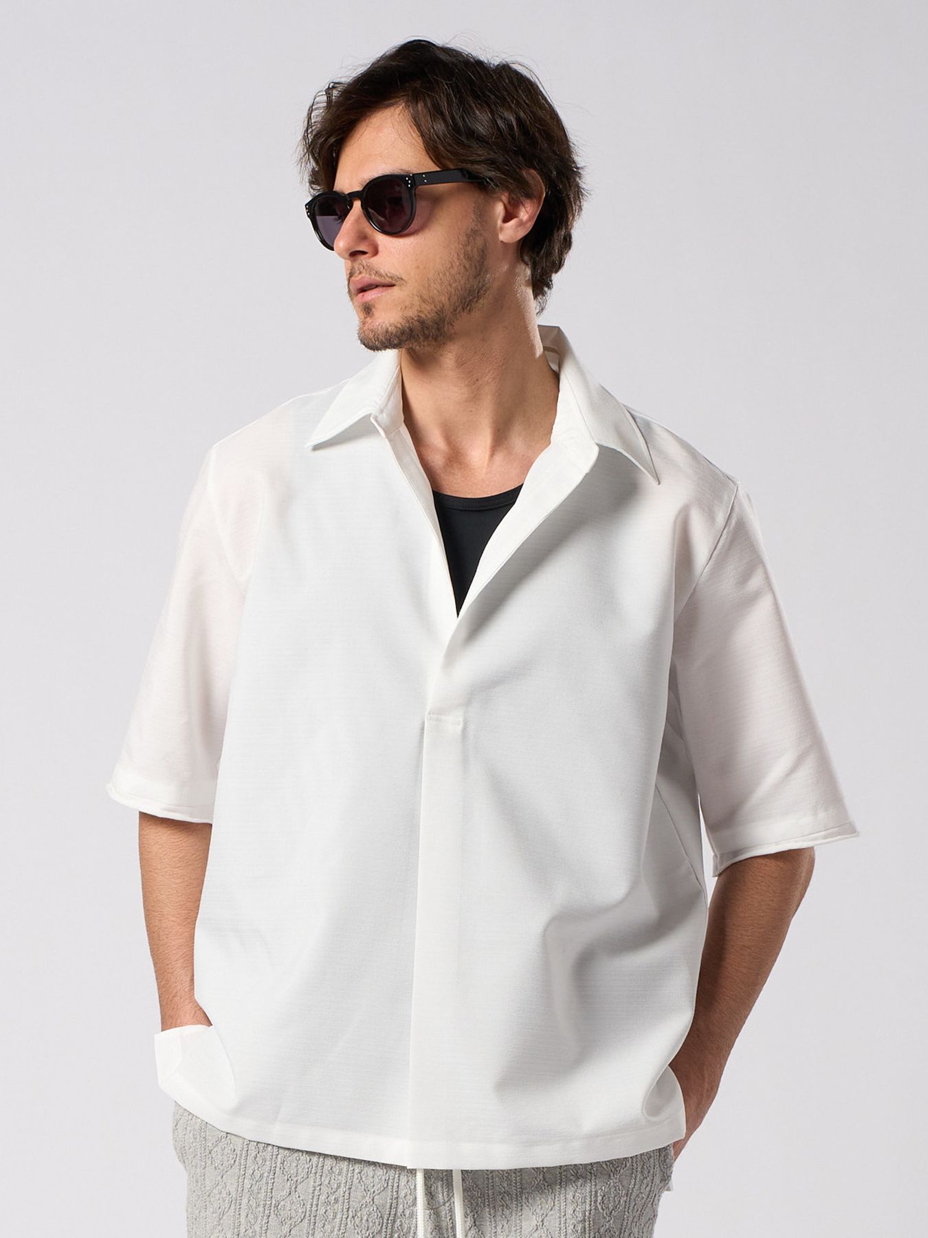 【予約品 1月25日(日) 締切】skipper shirt H/S / スキッパー ハーフスリーブシャツ / ホワイト