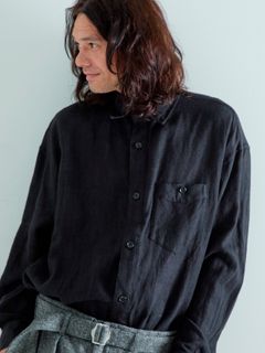 【予約品 5月7日(水)AM10時  締切】Brushlinen / リネンシャツ / ブラック