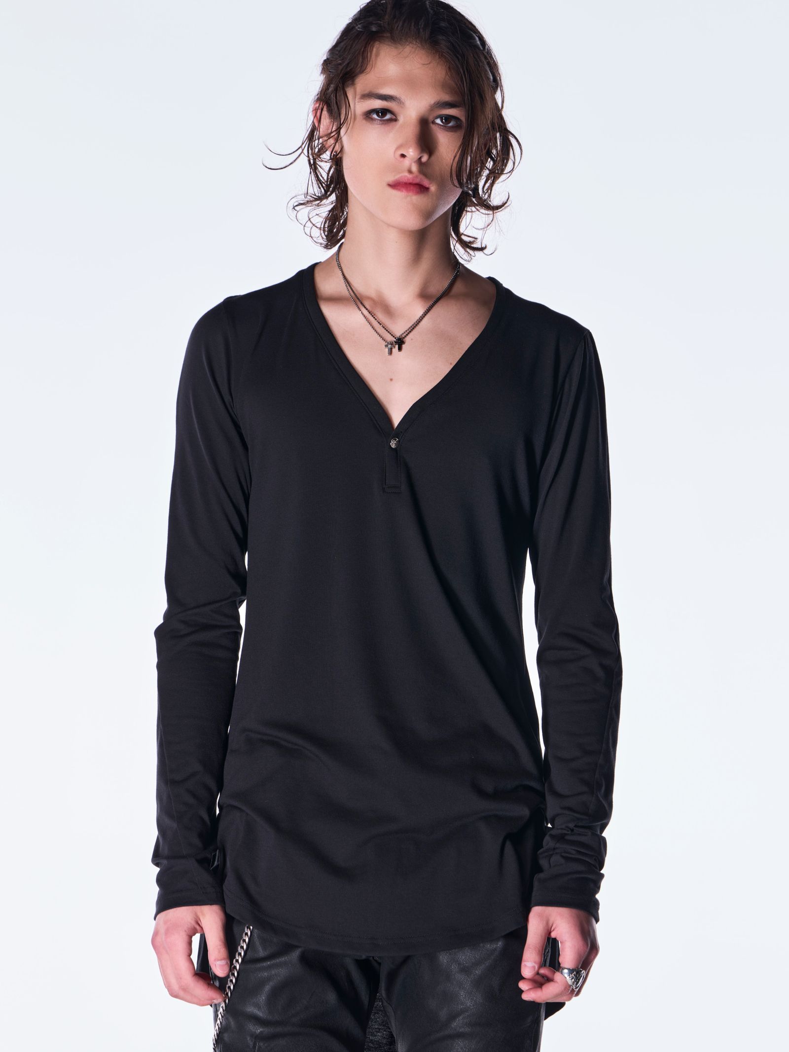 【予約品 6月29日(月) 締切】BEATENJIKU Henry Neck T-Shirt / ヘンリーネック Tシャツ / ブラック