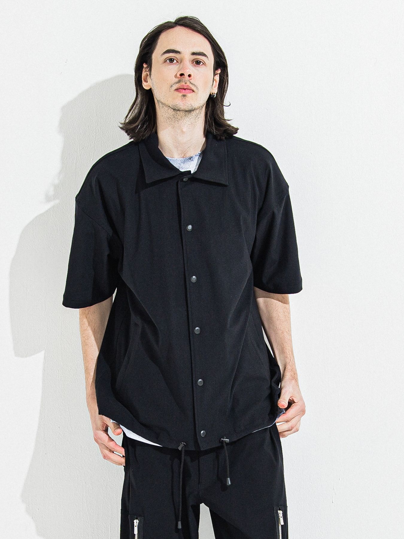 【予約品】NYLON HALF COACH JACKET / ナイロンハーフコーチジャケット / ブラック