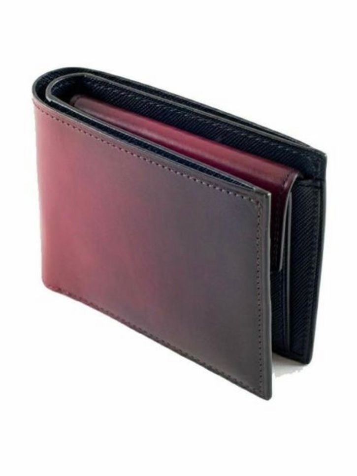 二つ折り財布 イタリア産ベビーカーフ × 国産牛革 WINE商品番号 YVP132【 yuhaku】