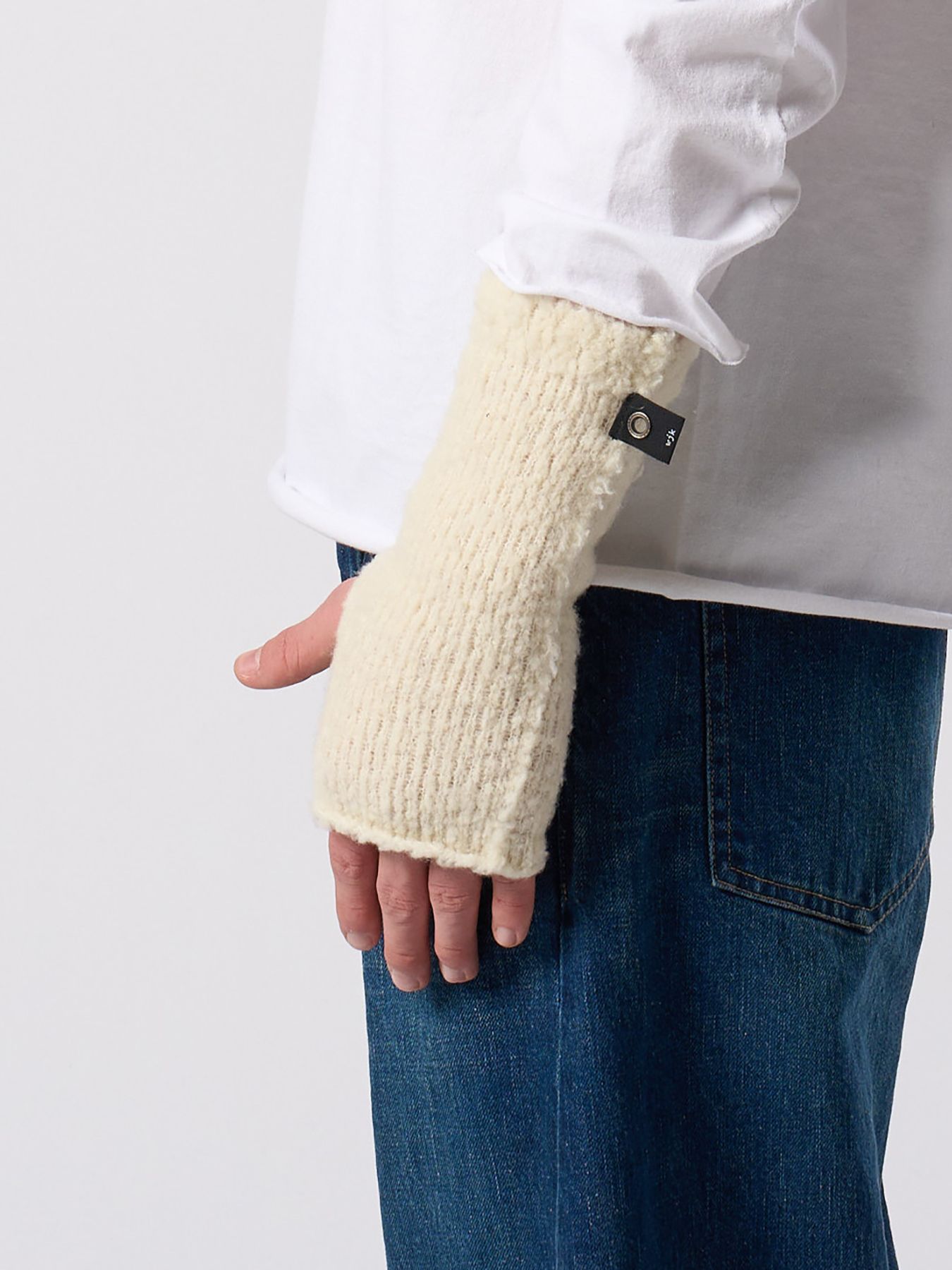 【予約品 4月19日(日) 18時締切】fancy yarn knit hand warmer / ニットハンドウォーマー / ホワイト