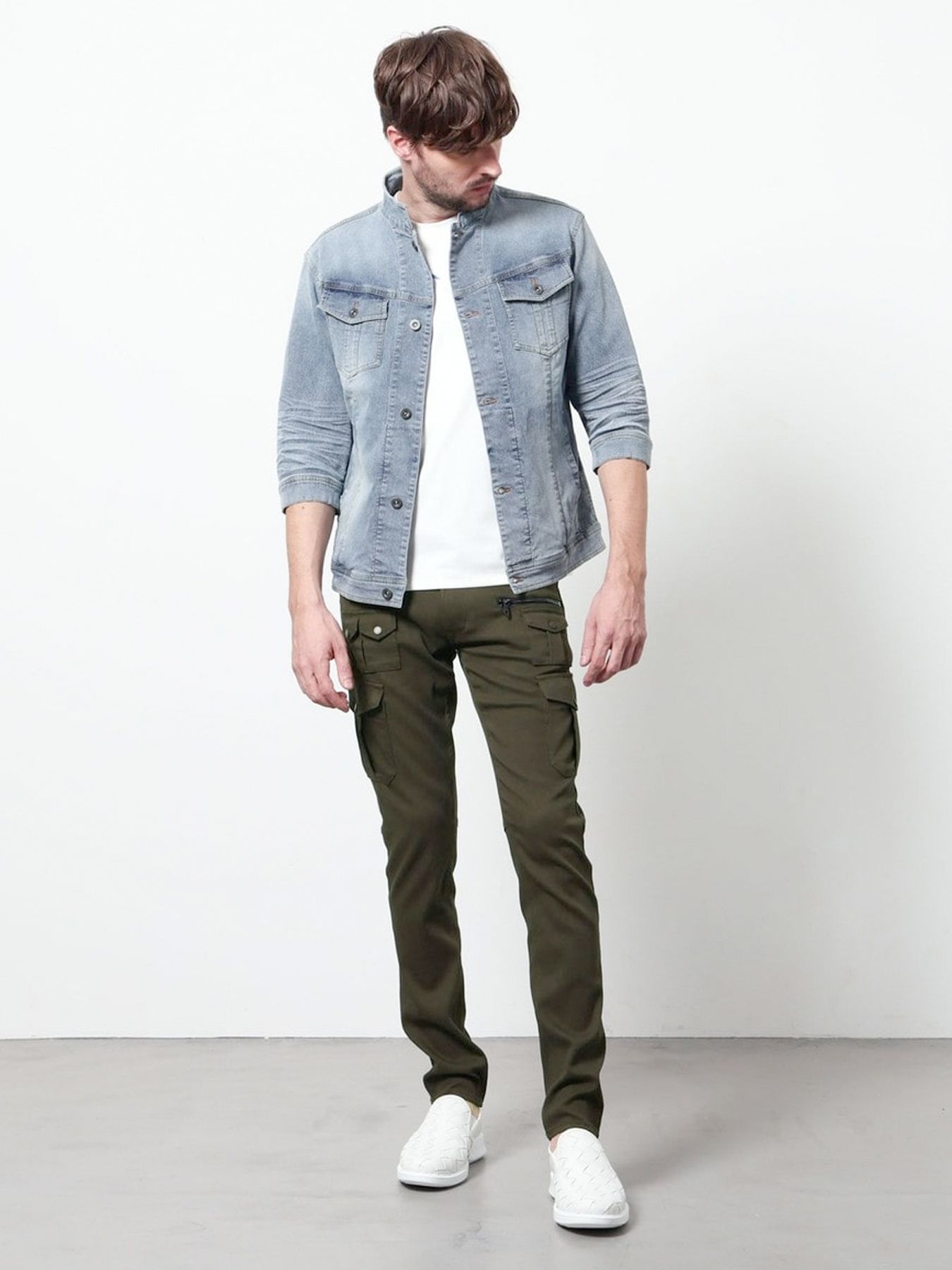 ライトオンスストレッチデニム7分袖Gジャン / ブルー【HIDEAWAYS NICOLE】