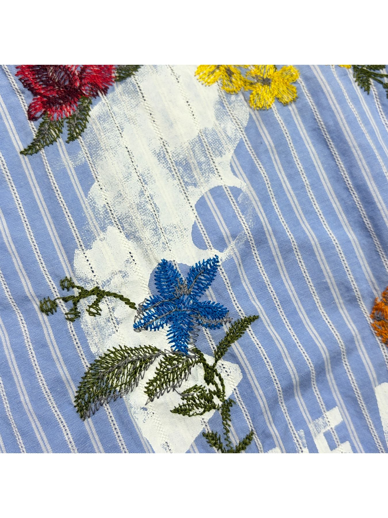 【予約品 8月23日(日) 締切】STRIPES SHIRT FLOWER / ブルー