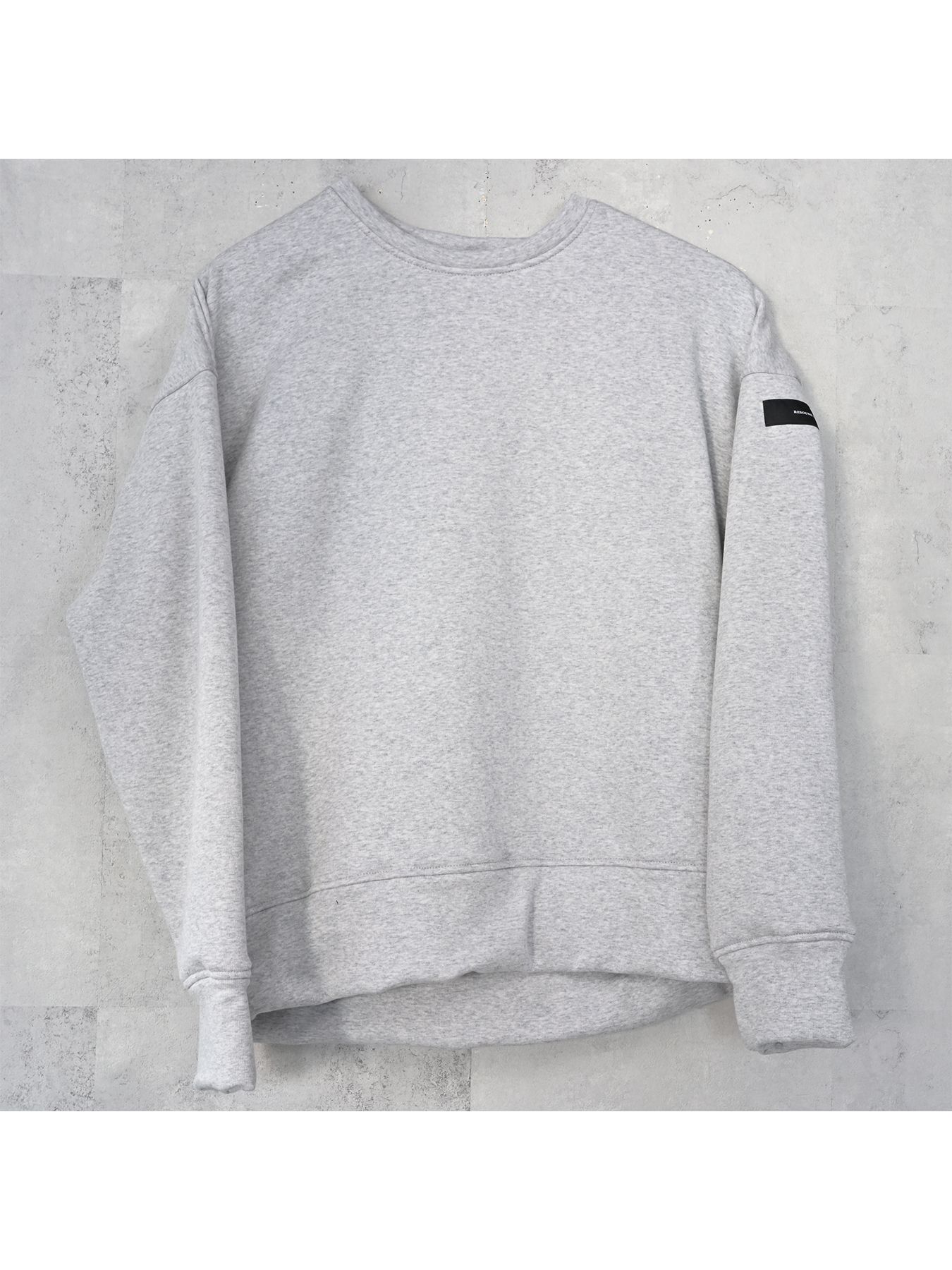 【予約品 9月6日(日) 締切】PIN ST RC VELOURS FLEECE DROP TRAINER / ピンストライプロゴ 裏起毛 ルーズトレーナー / グレー