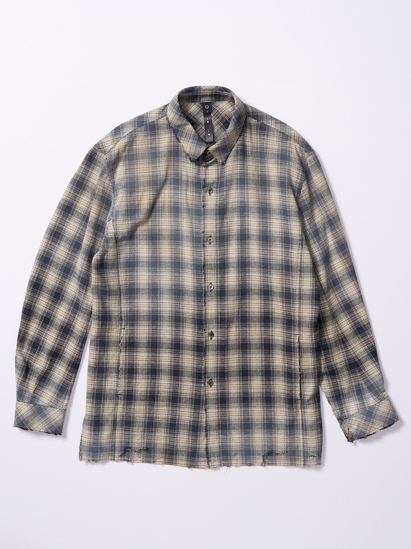 【予約品 4月19日(日) 18時締切】aging loose check shirt / エイジング ルーズ チェックシャツ / フェードブラック