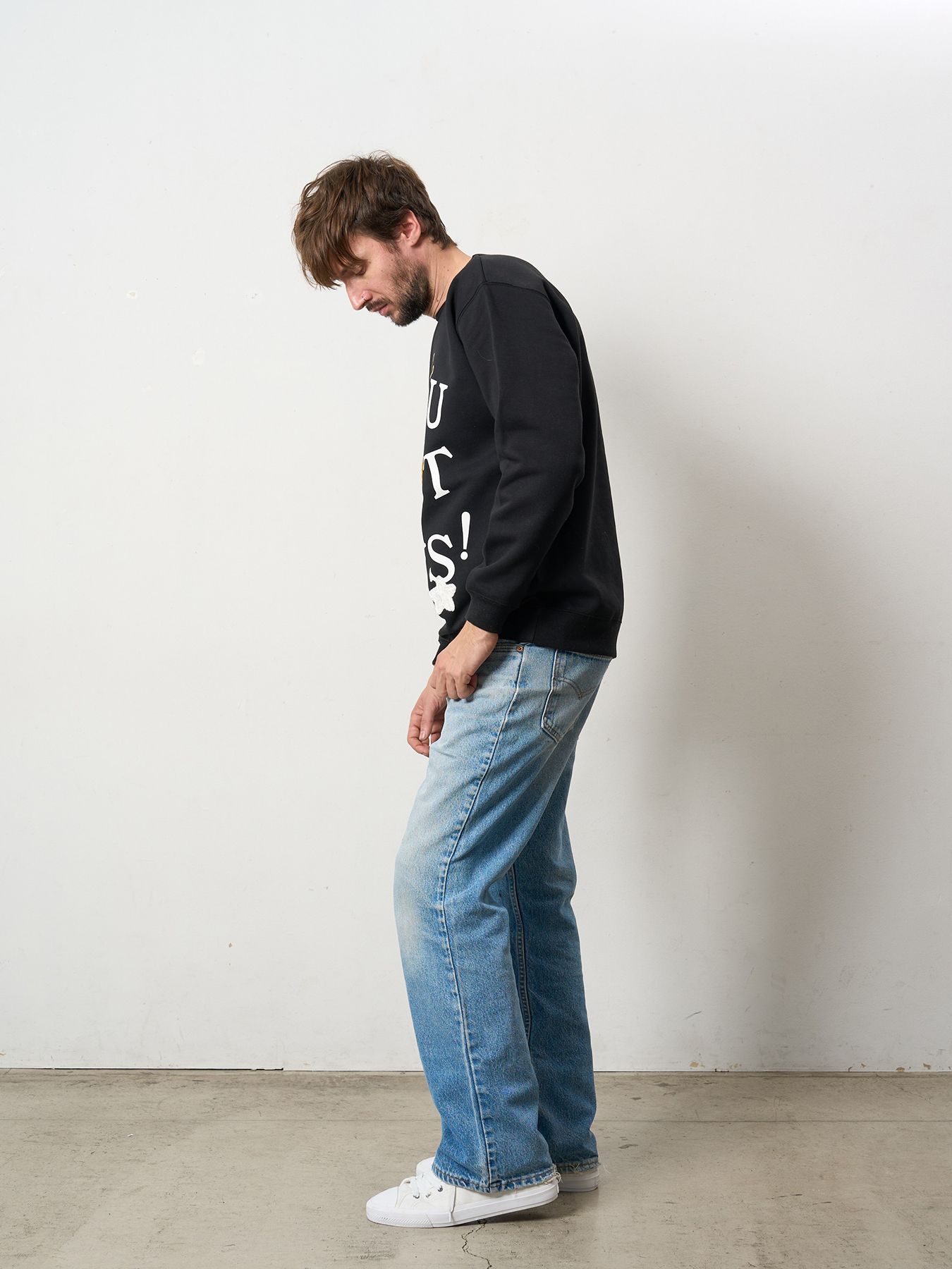 【予約品 5月8日(木) AM10時 締切】 TC裏毛起毛 YOU GOT THIS マルチパッチワークスウェットシャツ / ブラック