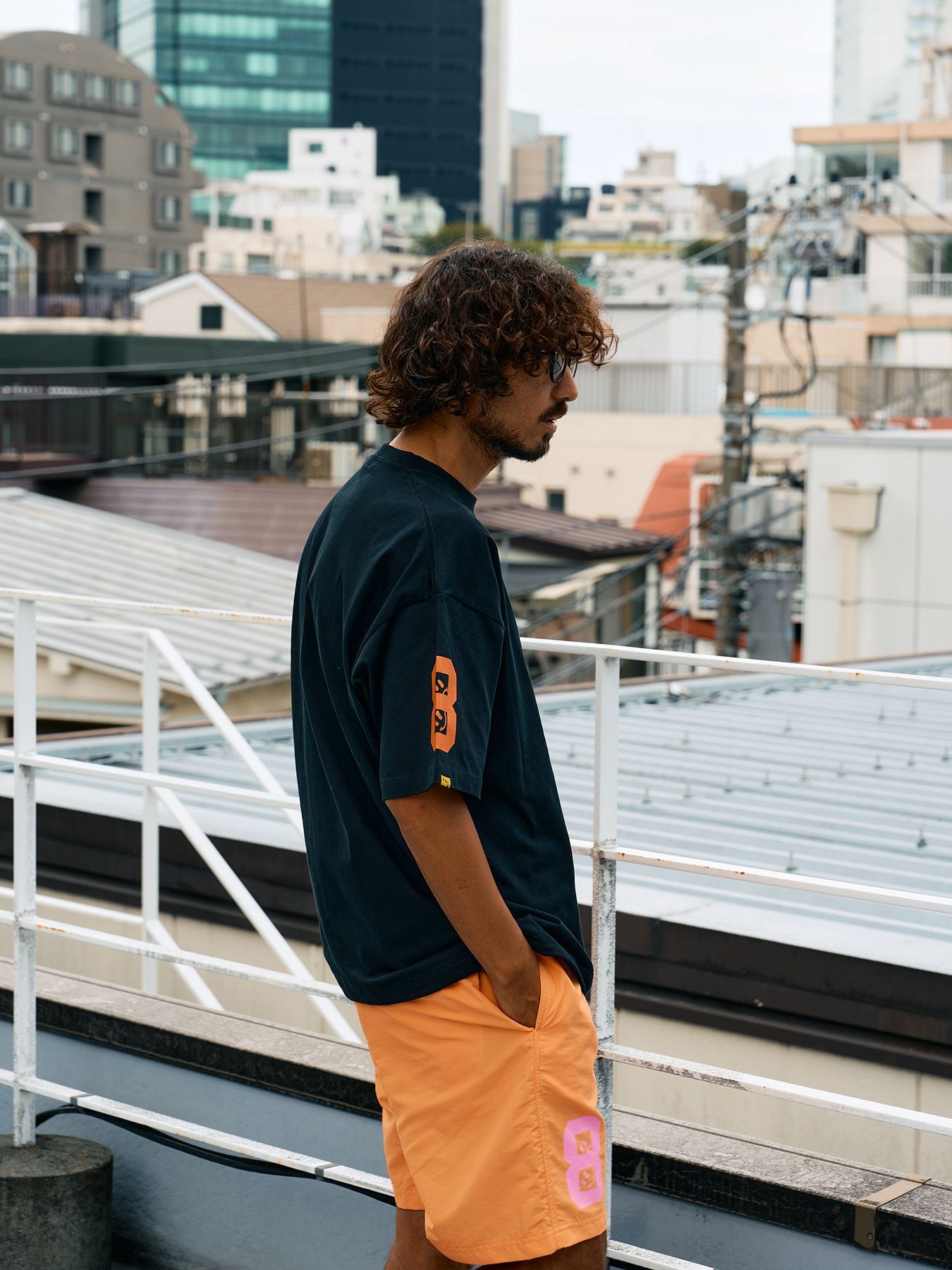 【予約品 10月16日(木) 締切】7ozコットン天竺 8マイル ドローコード ワイドSSTシャツ / ブラック