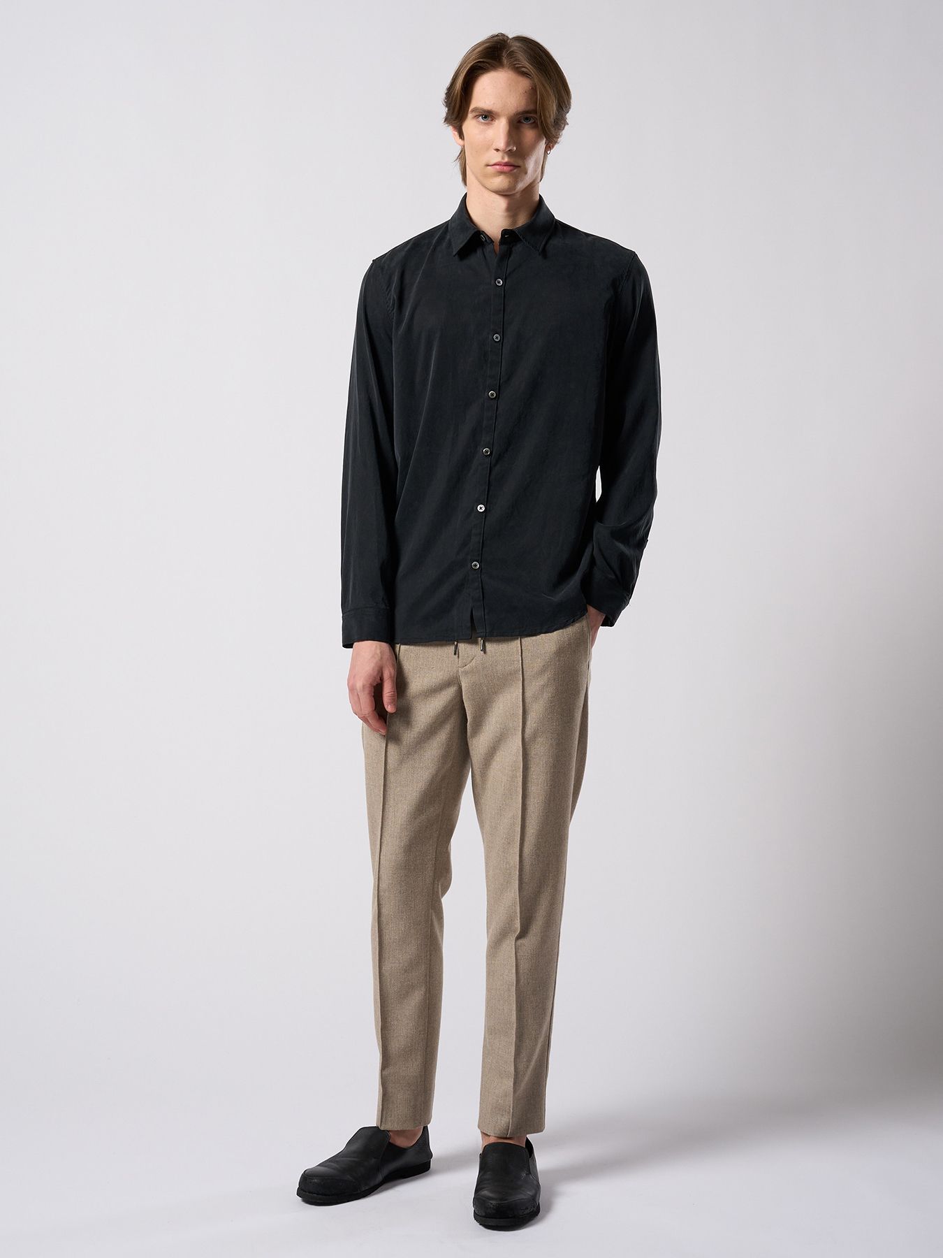 【予約品 4月19日(日) 18時締切】cupuro fibril dress shirt / キュプラフィブリル ドレスシャツ / フェードブラック