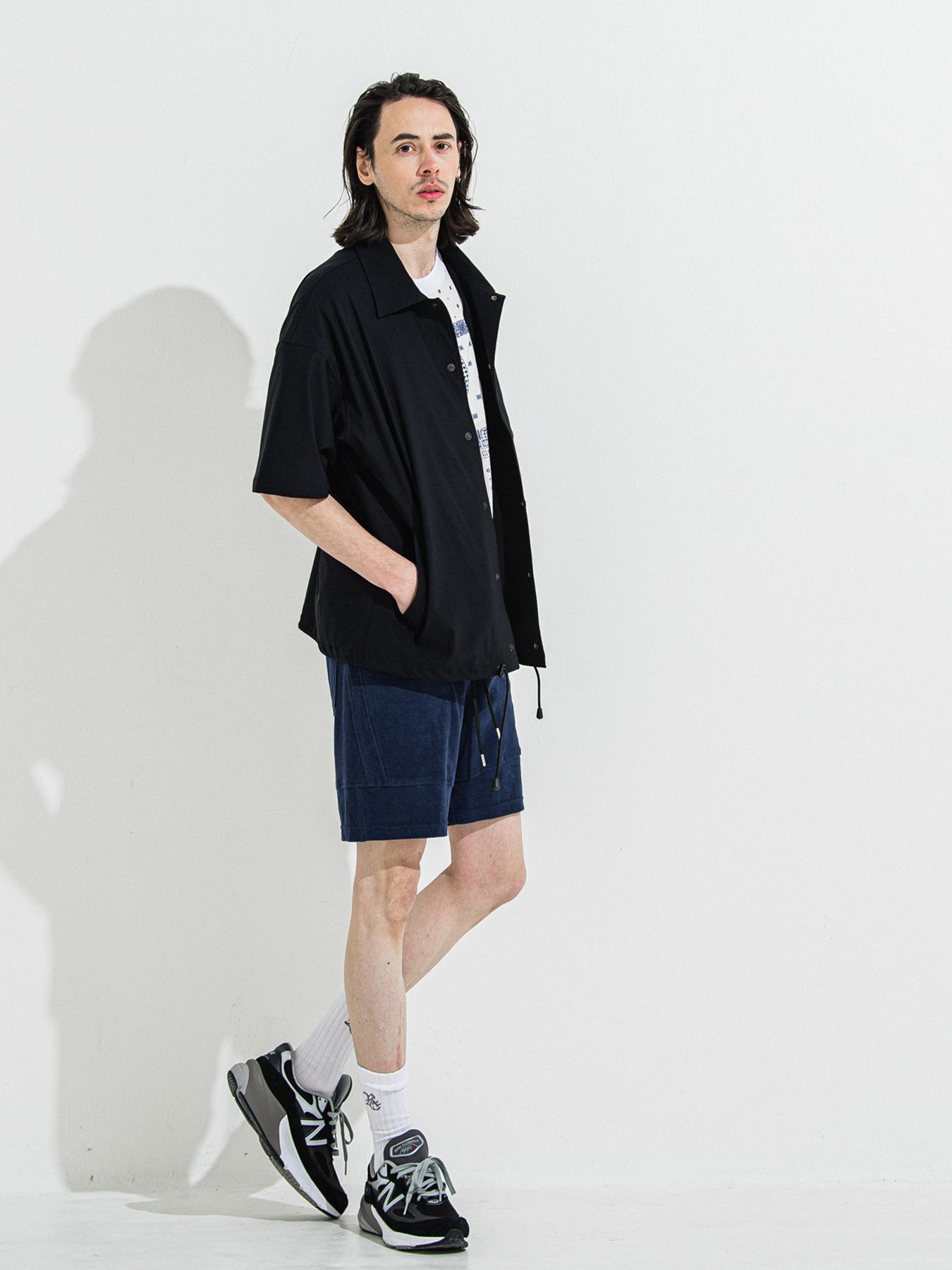 【予約品】NYLON HALF COACH JACKET / ナイロンハーフコーチジャケット / ブラック