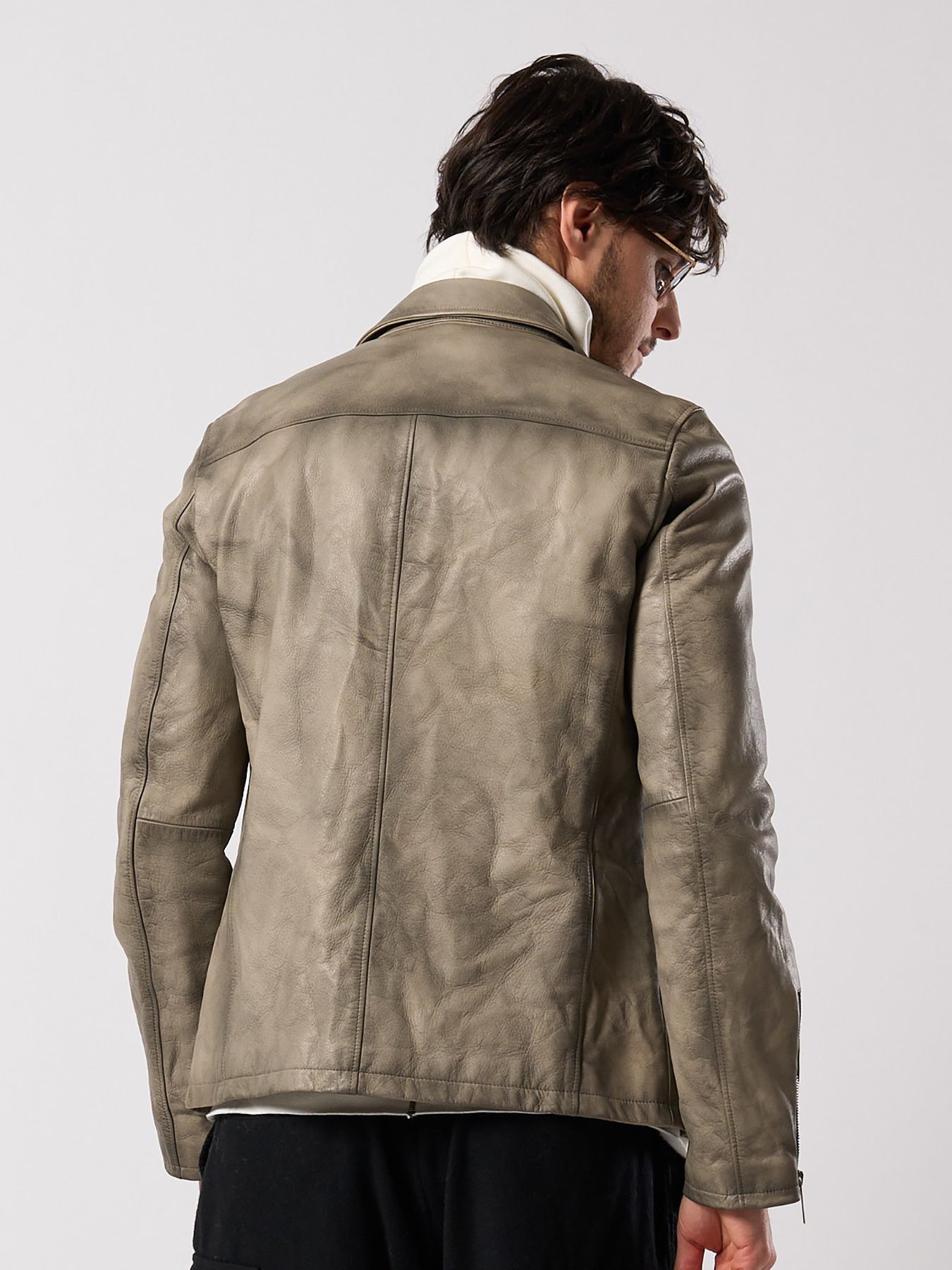 【予約品 4月19日(日) 18時締切】leather single riders / レザーシングルライダース / ダストベージュ