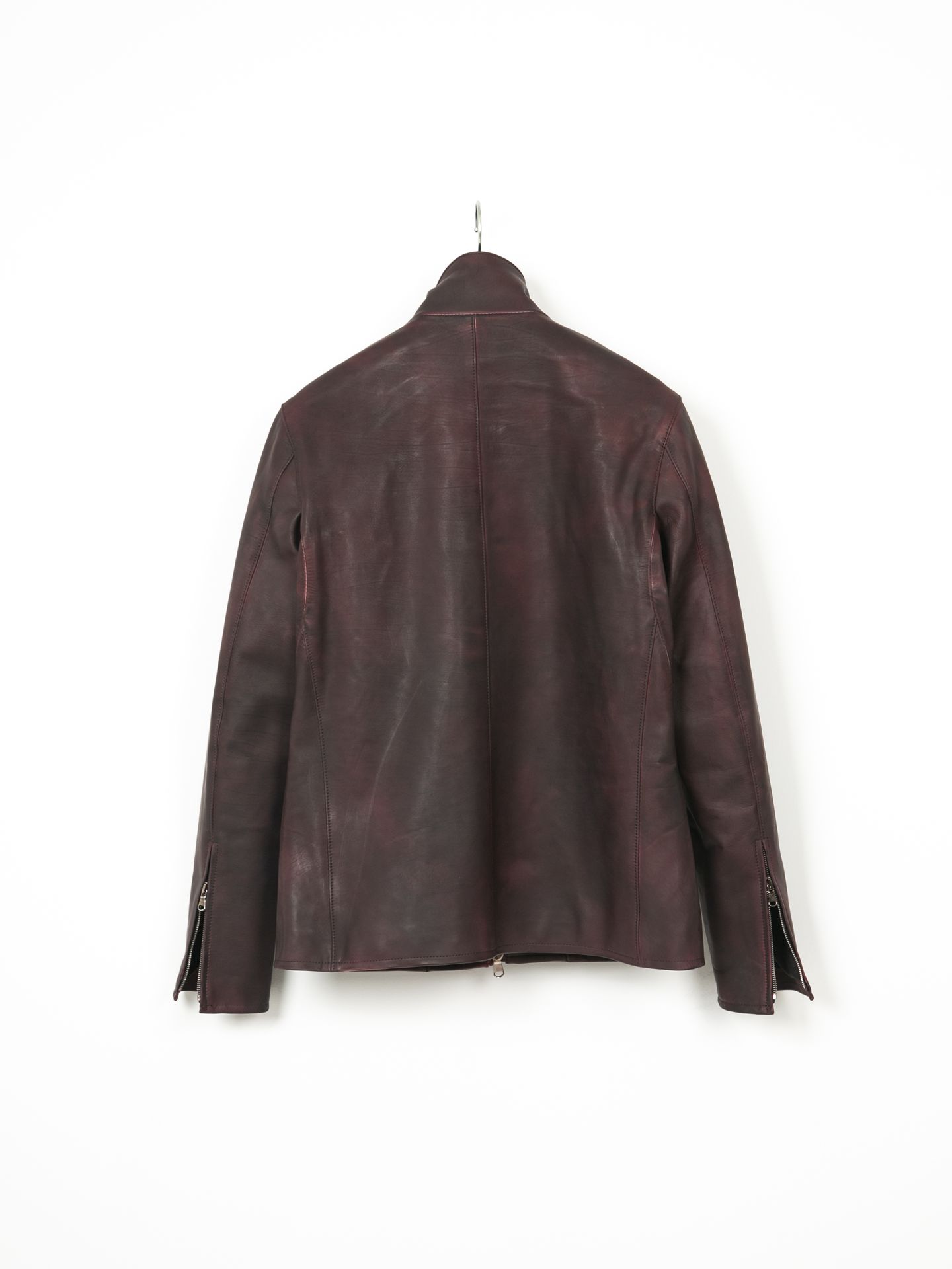 Full tanned Calfskin Garment Burning Dyed Hight Neck Blouson F / カーフスキン ハイネック ブルゾン / NINA（ニーナ） クリムゾンレッド