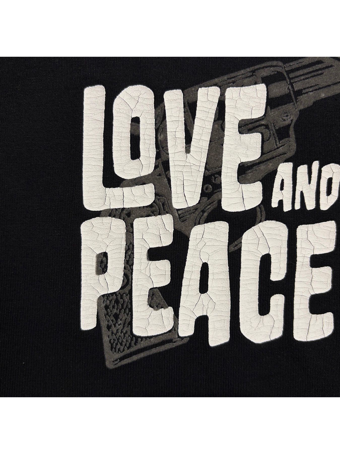 【予約品 3月9日(月) 18:00 締切】ORG/CO S/TEE LAP/GUN / クロスガン LOVE and PEACE オーガニックコットン Tシャツ / ブラック