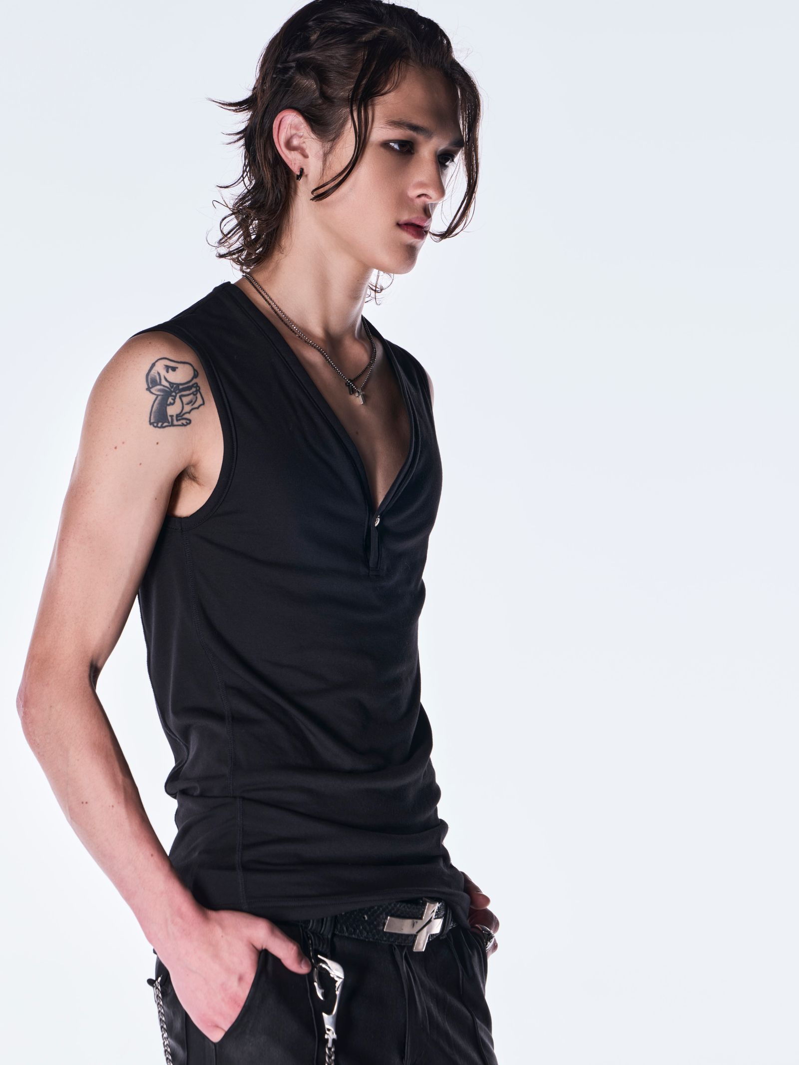 【予約品 6月29日(月) 締切】BEATENJIKU Henry Tank Top / ヘンリーネック タンクトップ / ブラック