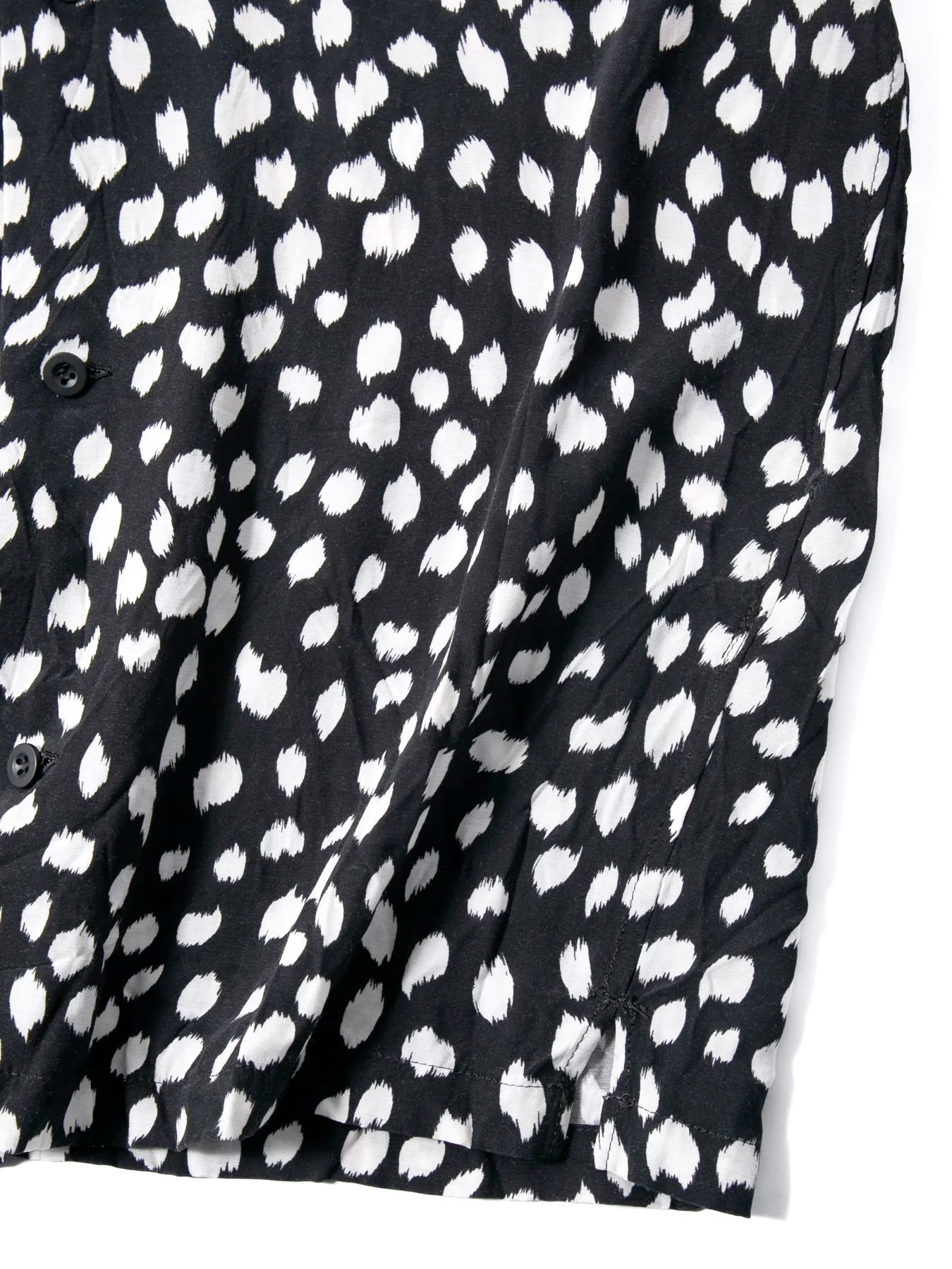 Leopard Printed Cupra Rayon H/S Open Collar Shirt / キュプラ レーヨン 豹柄プリントH/S 開襟シャツ / ブラック豹柄