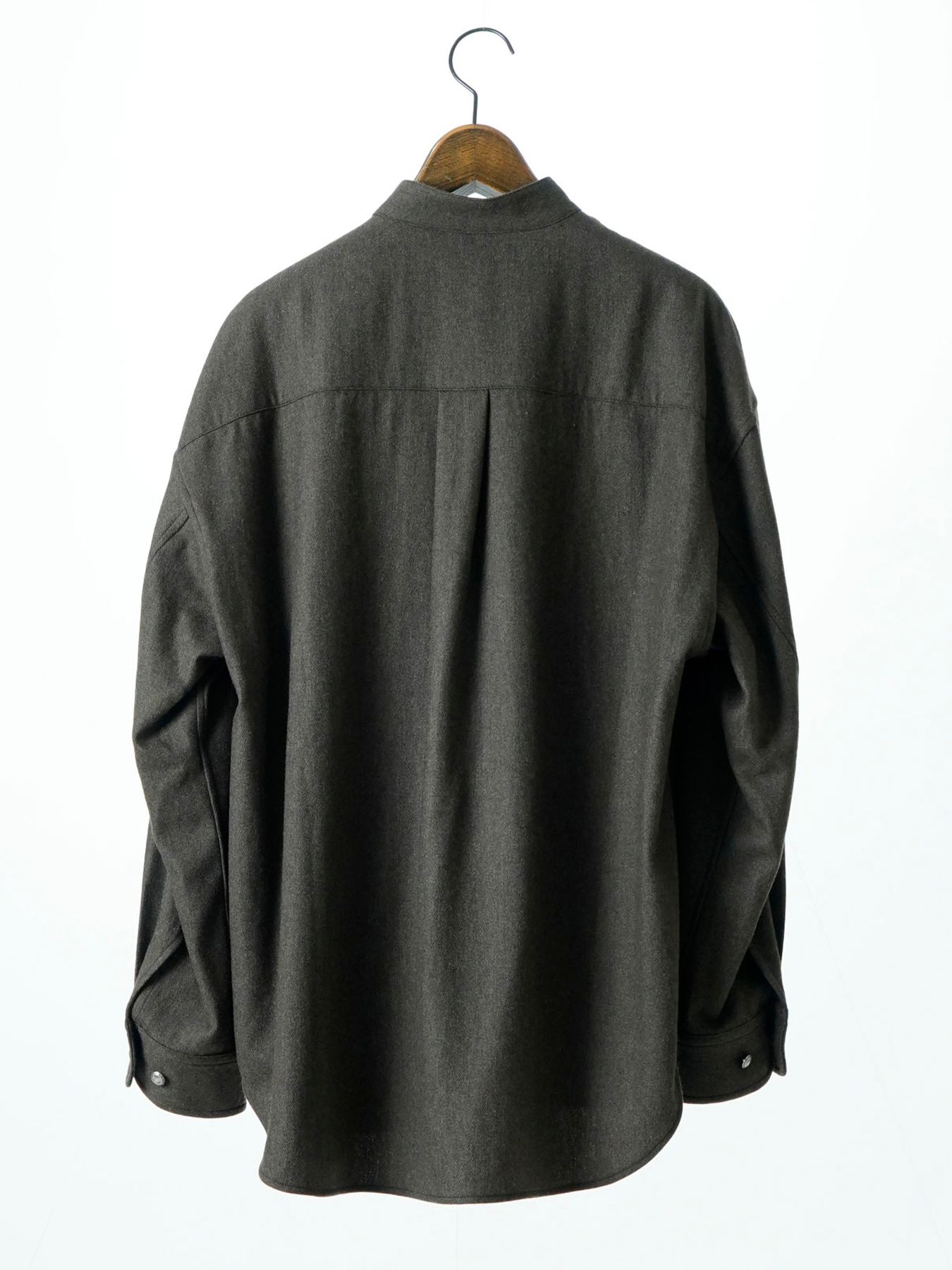 【予約品 】Bojour / ウール デザインシャツ / 杢オリーブドラブ