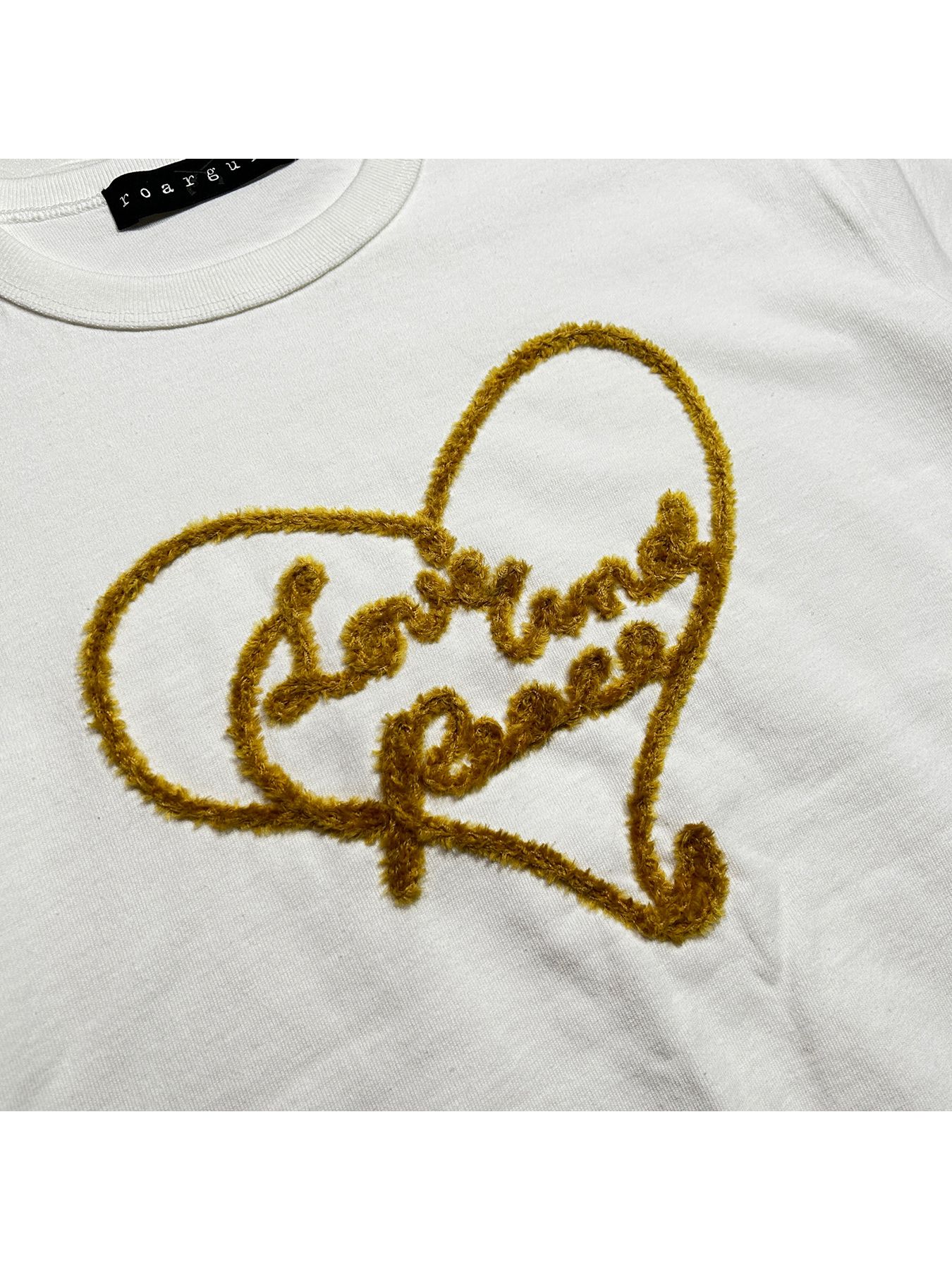 【予約品 8月10日(日) 締切 】WOMENS OHEART YARN EMB T / ハート ヤーン エンブロイダリー Tシャツ / ホワイト