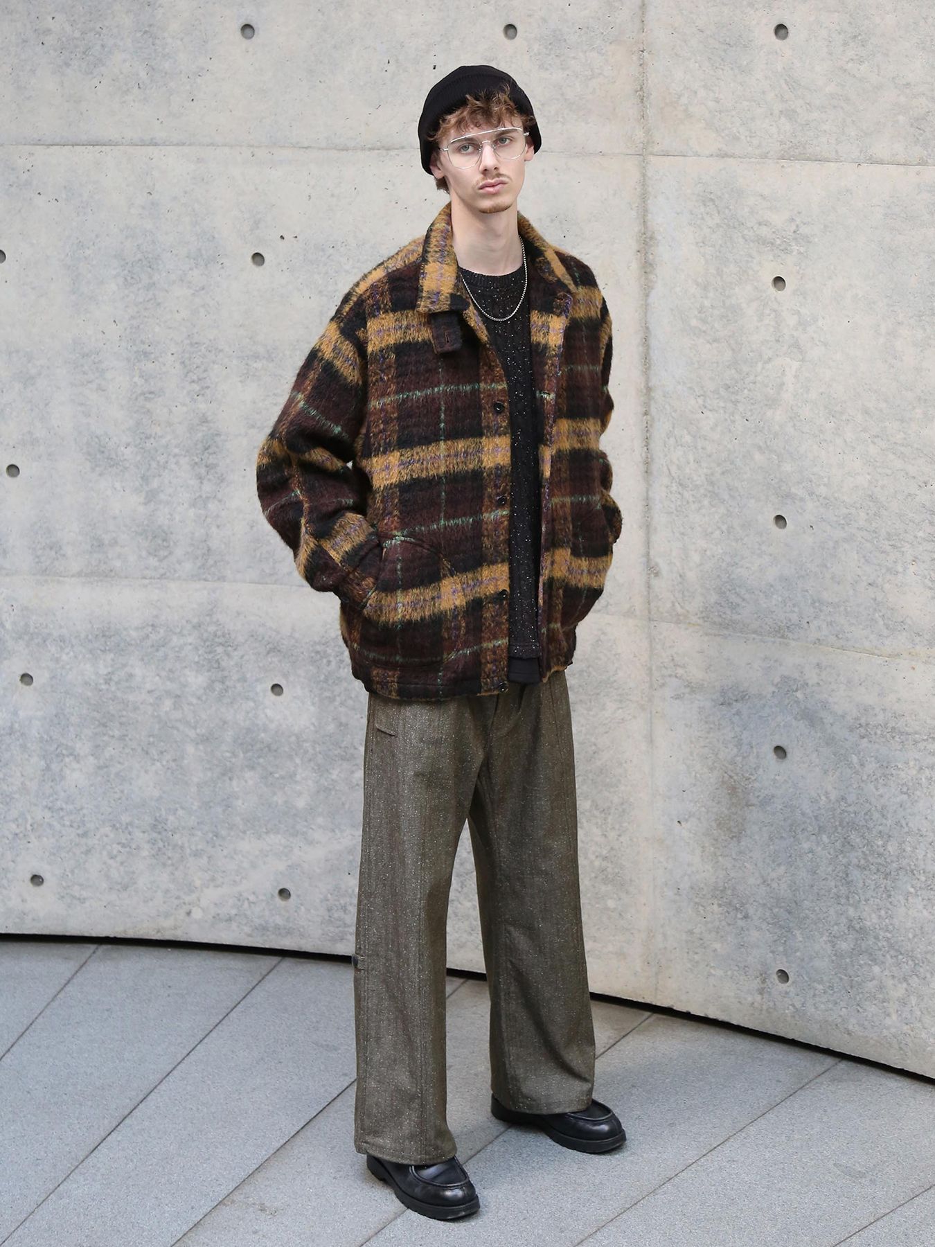 【予約品】WOOLY JKT / ブラウン×マスタード【QUOLT】