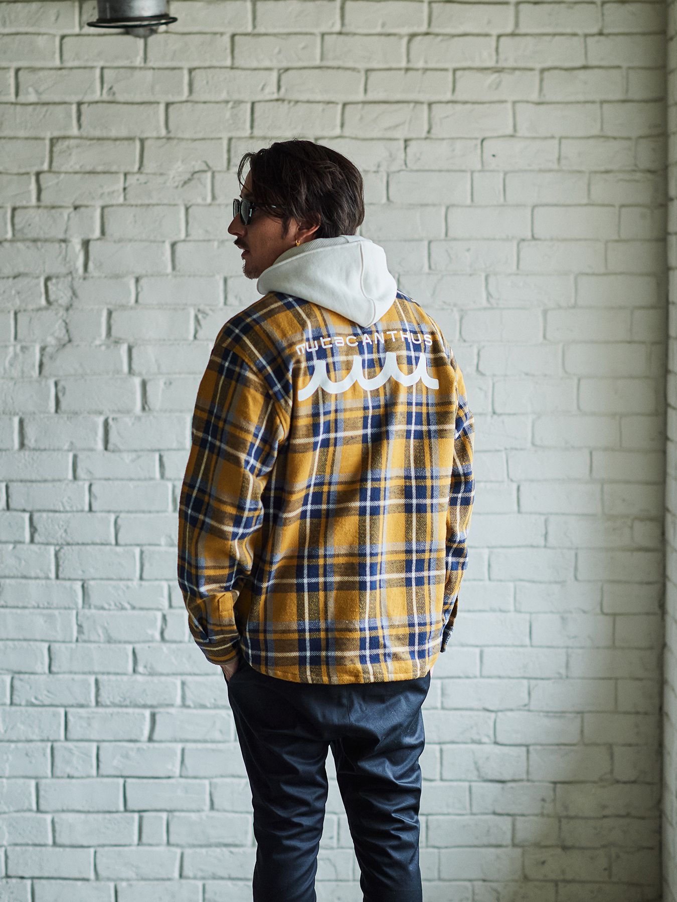 【予約品 】muta Hooded Flannel Shirts / フードシャツジャケット / イエロー【Acanthus × muta MARINE】