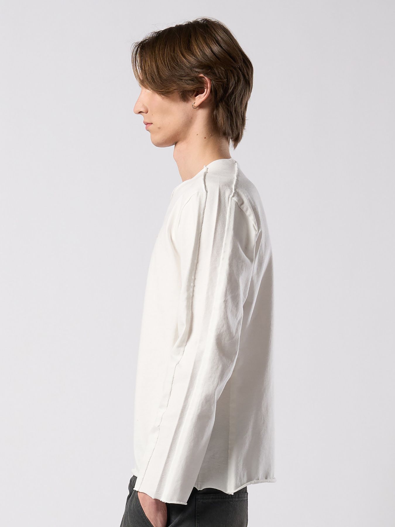 【予約品 4月19日(日) 18時締切】tight jersey cut-off L/S / タイトジャージー カットオフ ロングスリーブ / ホワイト