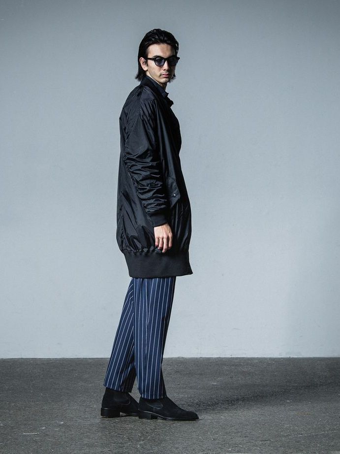 《予約品》 CHRIS EASY WIDE TUCK PANTS  / ワイドタックパンツ / ネイビー・ストライプ