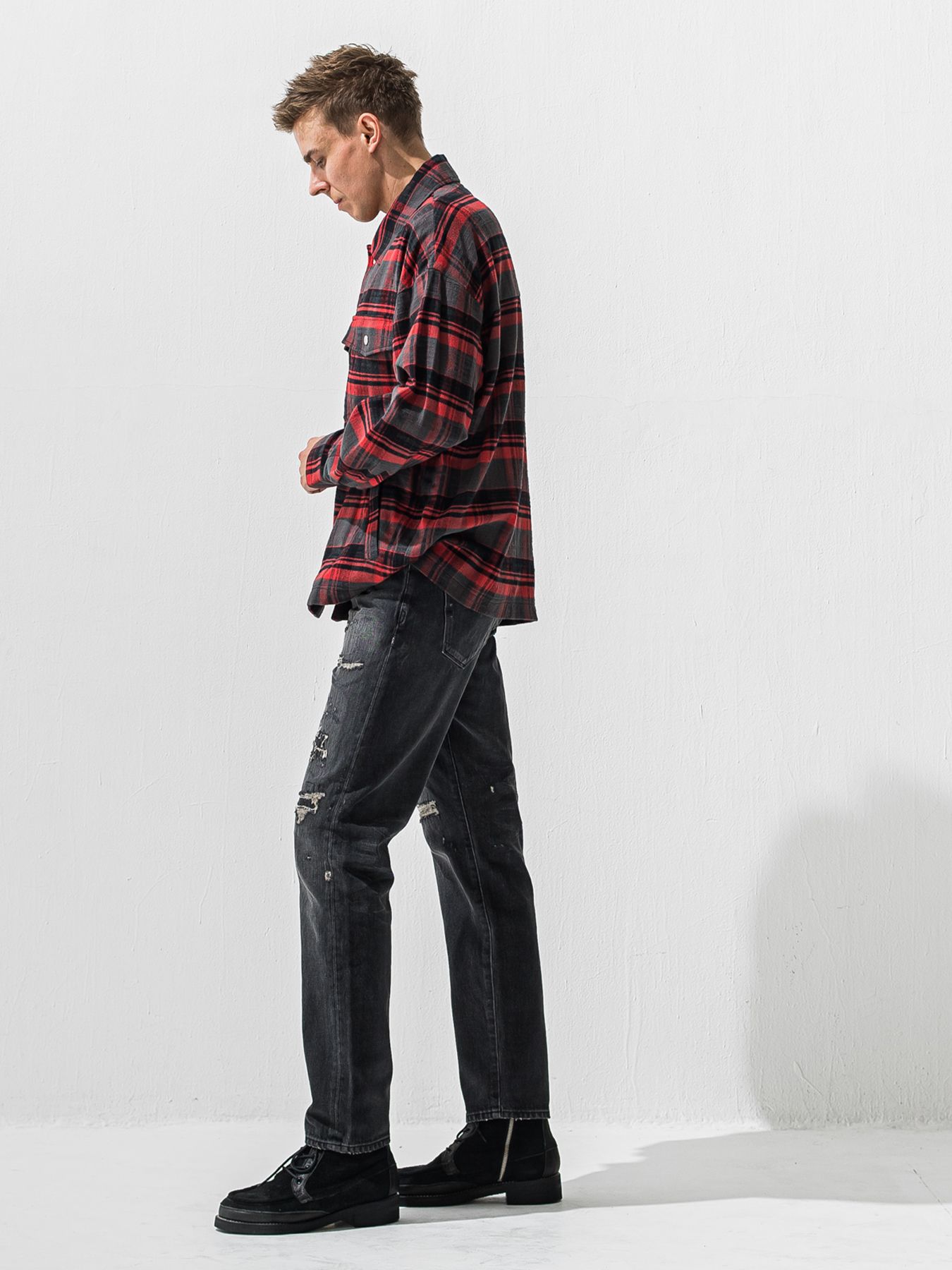 【予約品 9月6日(日) 締切】OLD SLUB CHECK JK / ヴィンテージ ネルジャケット / レッド