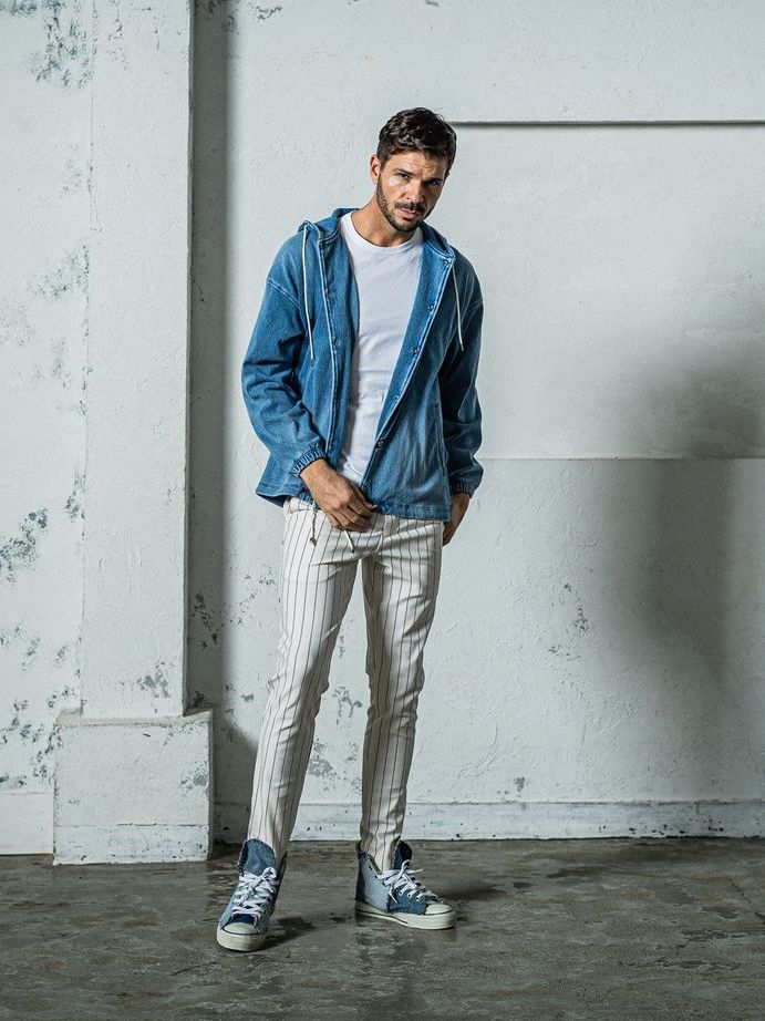 《予約11月17日19時締め》 DENIM JERSEY  coach hoodie / ジャケットパーカー / ライトインディゴ