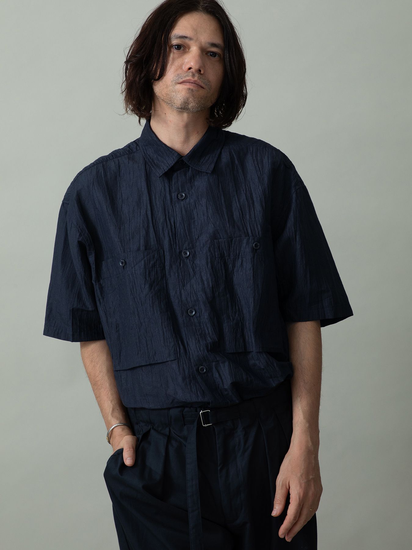 【予約品 2月1日(日) 締切】WAVEWASHER SHIRTS / ワッシャー加工シャツ / ネイビーネイビー