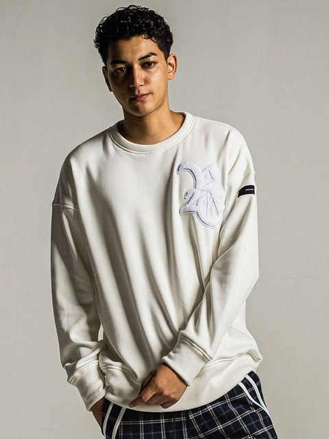 《予約9月1日18時締め》 RC chenille velours fleece drop trainer  / ルーズトレーナー / ホワイト