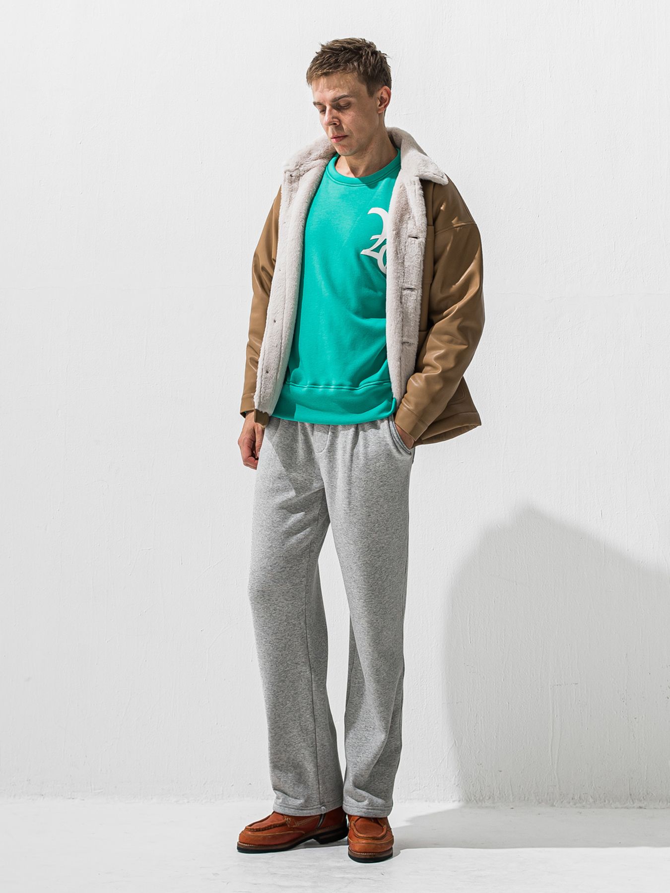 【予約品 9月6日(日) 締切】LEATHER FUR COVERALL / レザー ファー カバーオール / ベージュ
