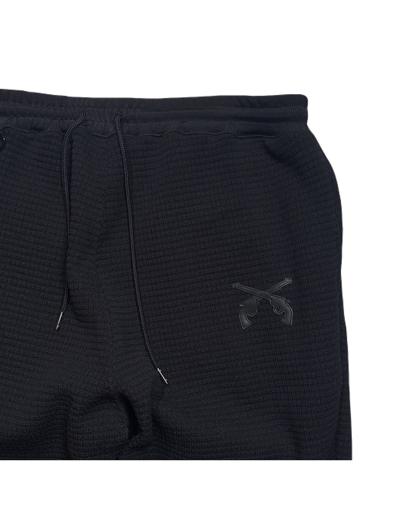 【予約品 3月9日(月) 18:00 締切】PATCH WAFFLE PANTS / レザーパッチ ビッグワッフル イージーパンツ  / ブラック