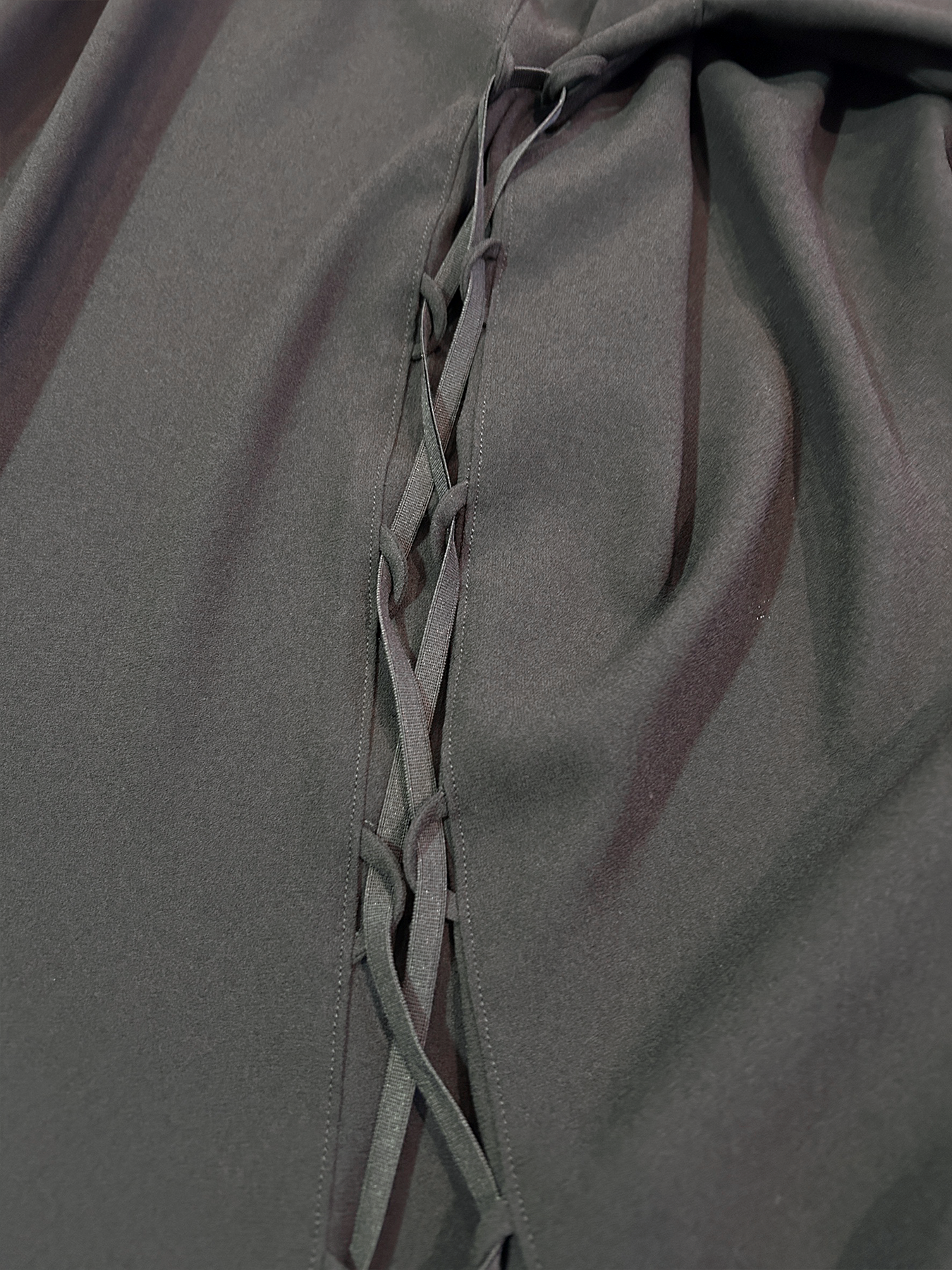 【予約品 1月4日(日) 締切】Lace Up Single Frill Shirts / レースアップ シングル フリルシャツ / ブラック