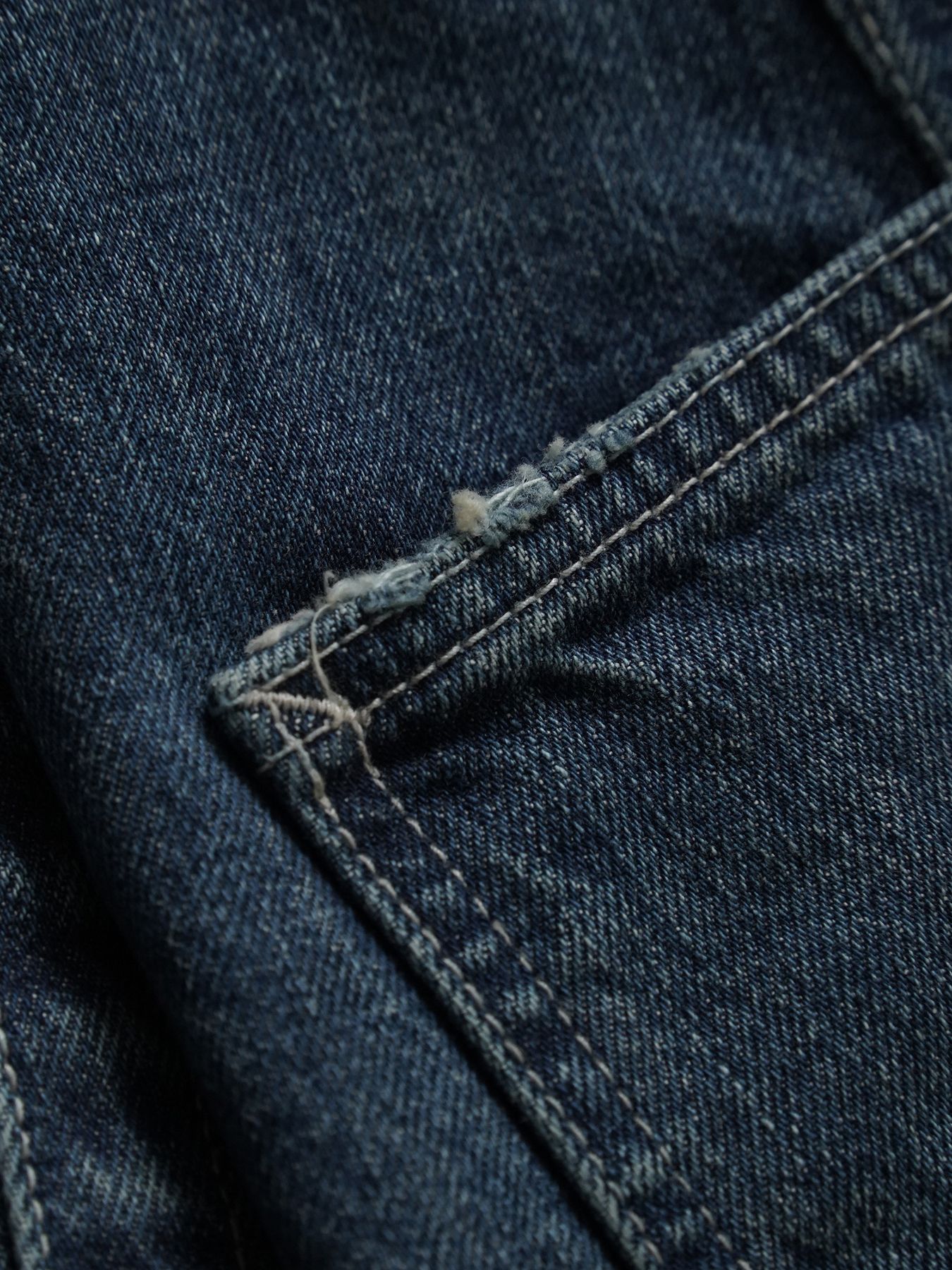 【予約品 5月6日(水) 締切】USN-DENIMTROUSERS aged / ユーズド加工 デニムミリタリーパンツ / インディゴ × 生成りステッチ 濃