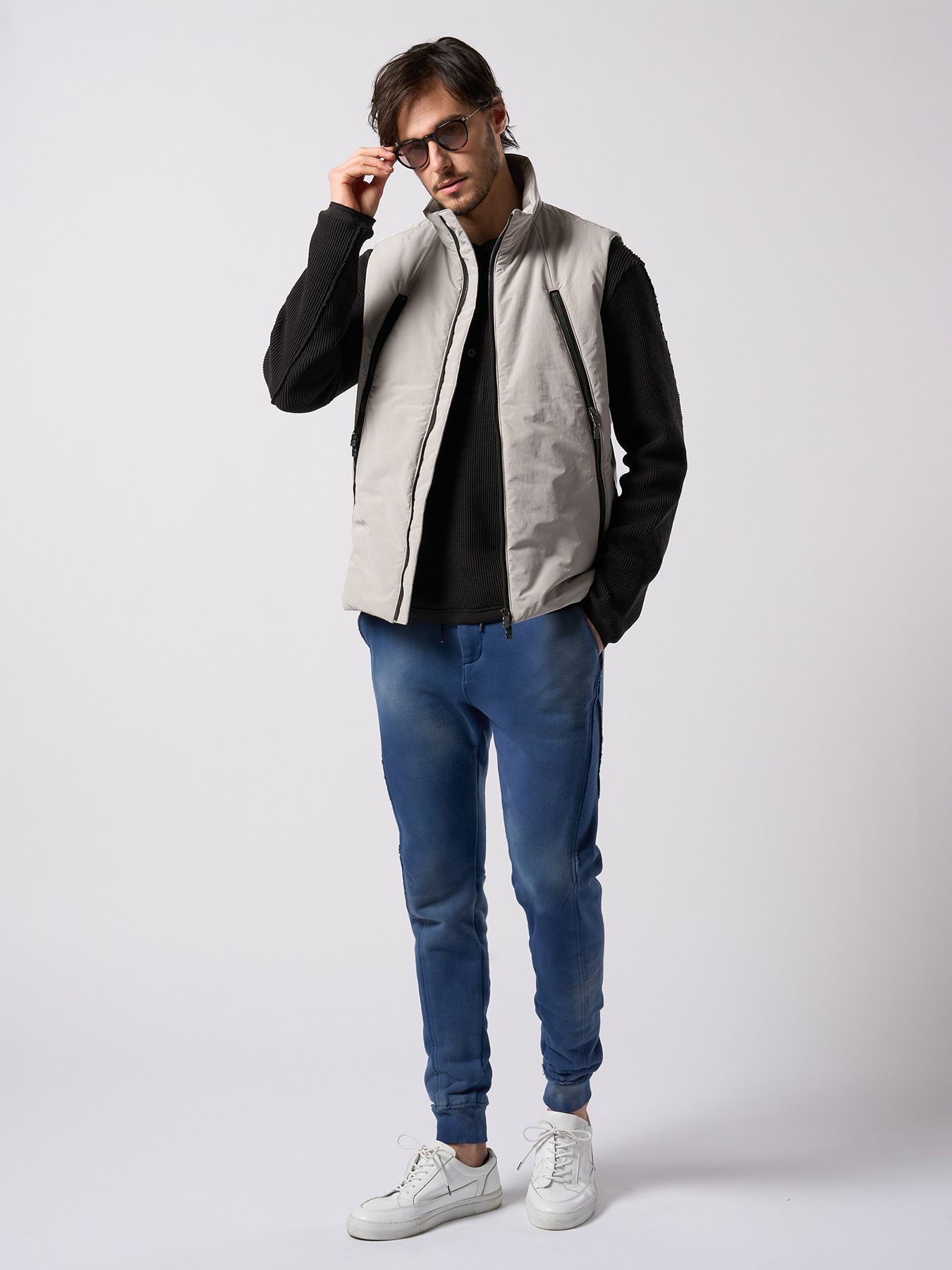 【予約品 4月19日(日) 18時締切】fade switching rib sweat pants / フェードスイッチング リブスウェットパンツ / フェードネイビー