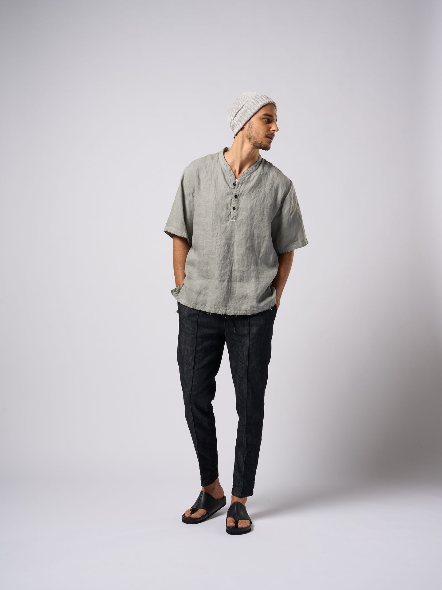 【予約品9月16日 10時締め】 smart collar pullover H/S / シャツ / ダークグレー