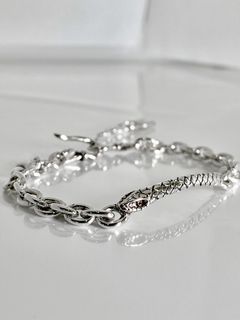 《受注生産》SNAKE CHAIN BRACELET w/ GARNET / スネークチェーンブレスレットガーネットアイズ / 注文から5～8週間後入荷予定
