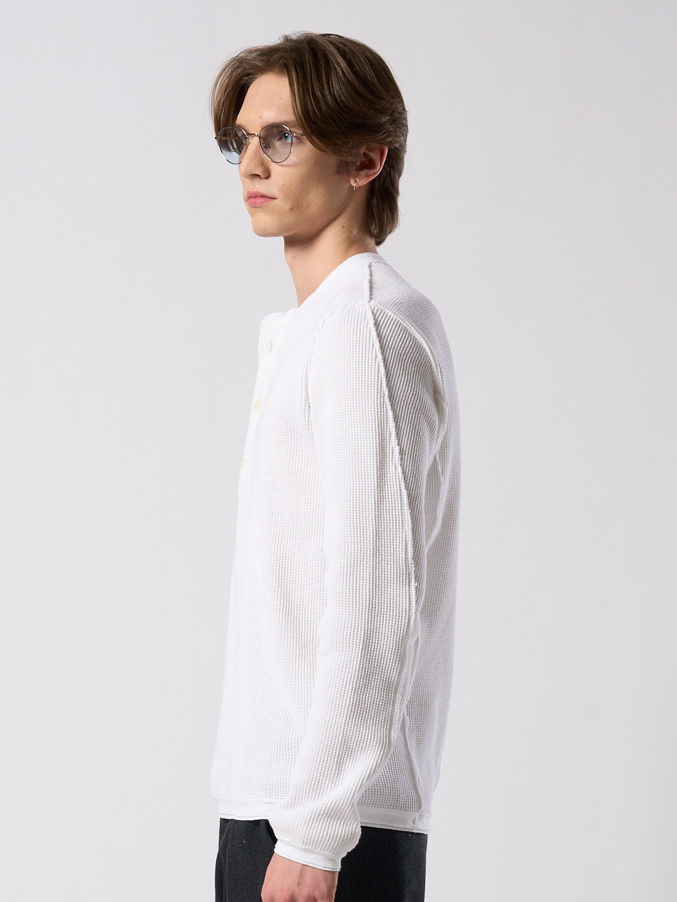 【予約品 4月19日(日) 18時締切】waffle henley L/S / ワッフル ヘンリーネック ロングスリーブ / ホワイト