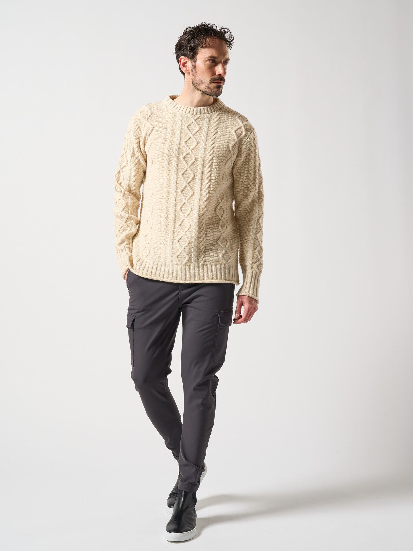 plating cable knit turtle / プルオーバー / ホワイト