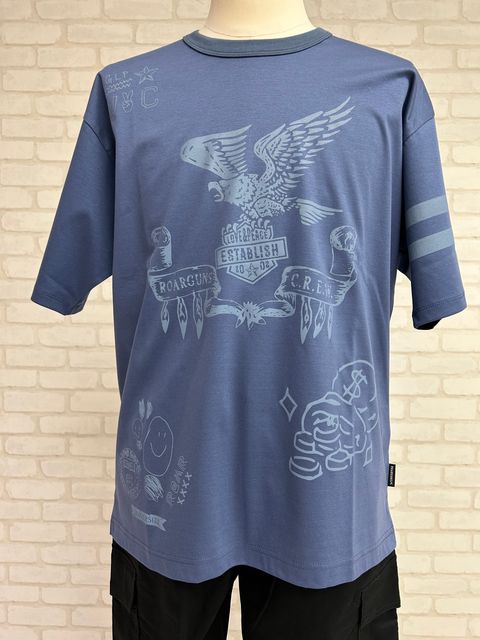 EAGLE TEE /全面プリント Tシャツ / ブルー 【roarguns 】