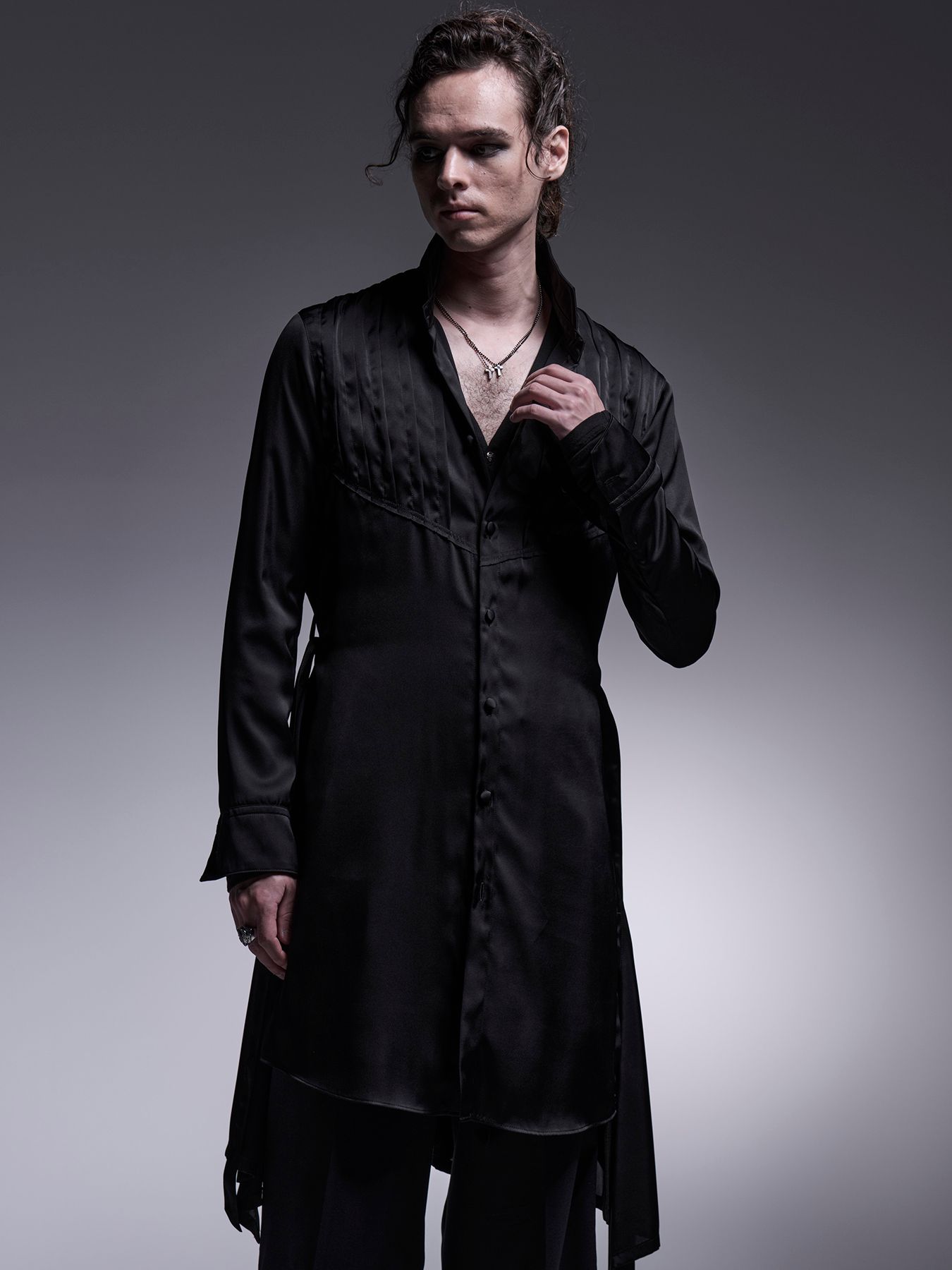 【予約品 7月13日(日) 締切】Pin Tuck Flare Shirt / ピンタックフレアシャツ / ブラック