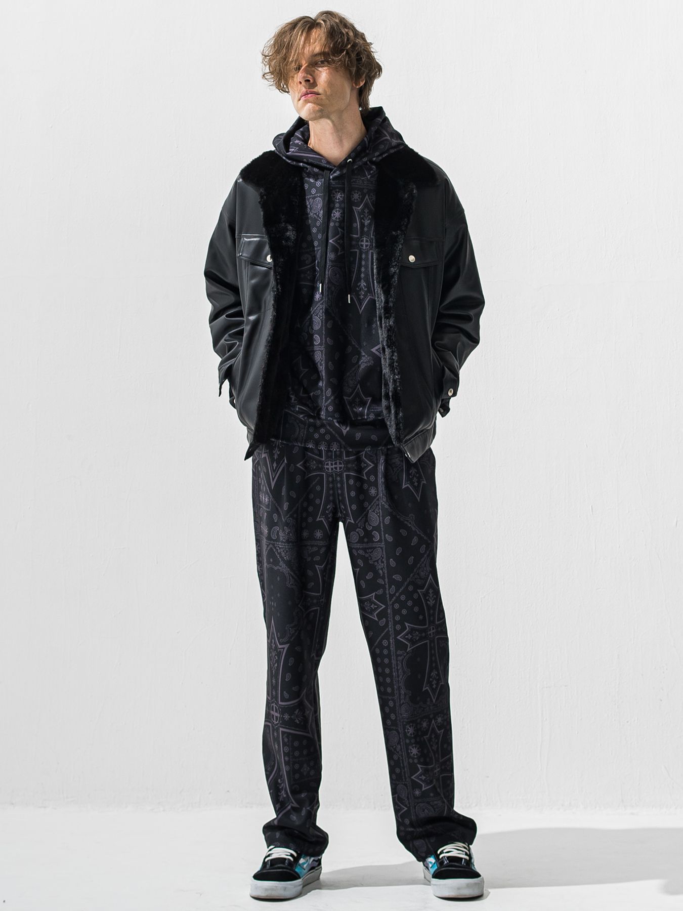 【予約品 9月6日(日) 締切】LEATHER FUR OVER G / レザー ファー オーバー Gジャン / ブラック