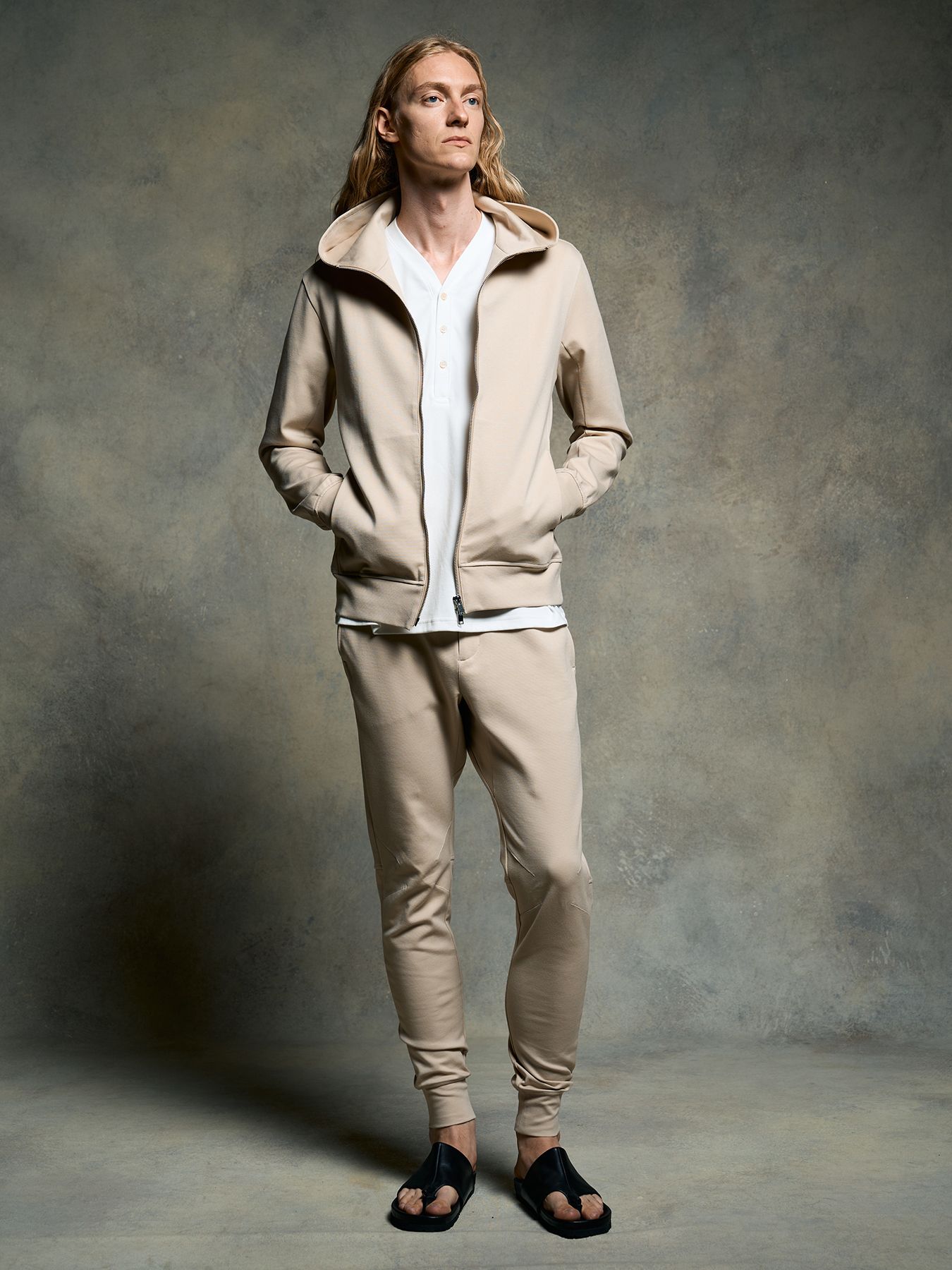 【予約品 9月23日(火) 締切】basic rib sweat pants / ベーシック リブスウェットパンツ / ライトベージュ