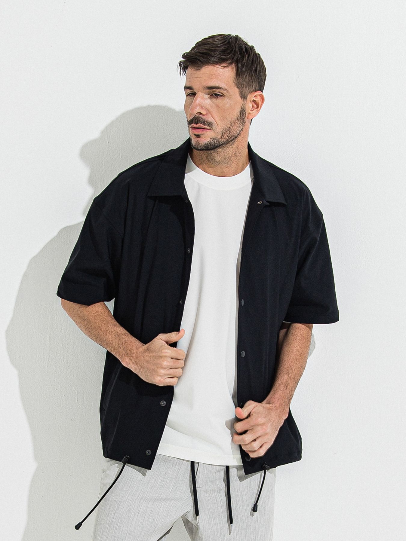 【予約品】NYLON HALF COACH JACKET / ナイロンハーフコーチジャケット / ブラック