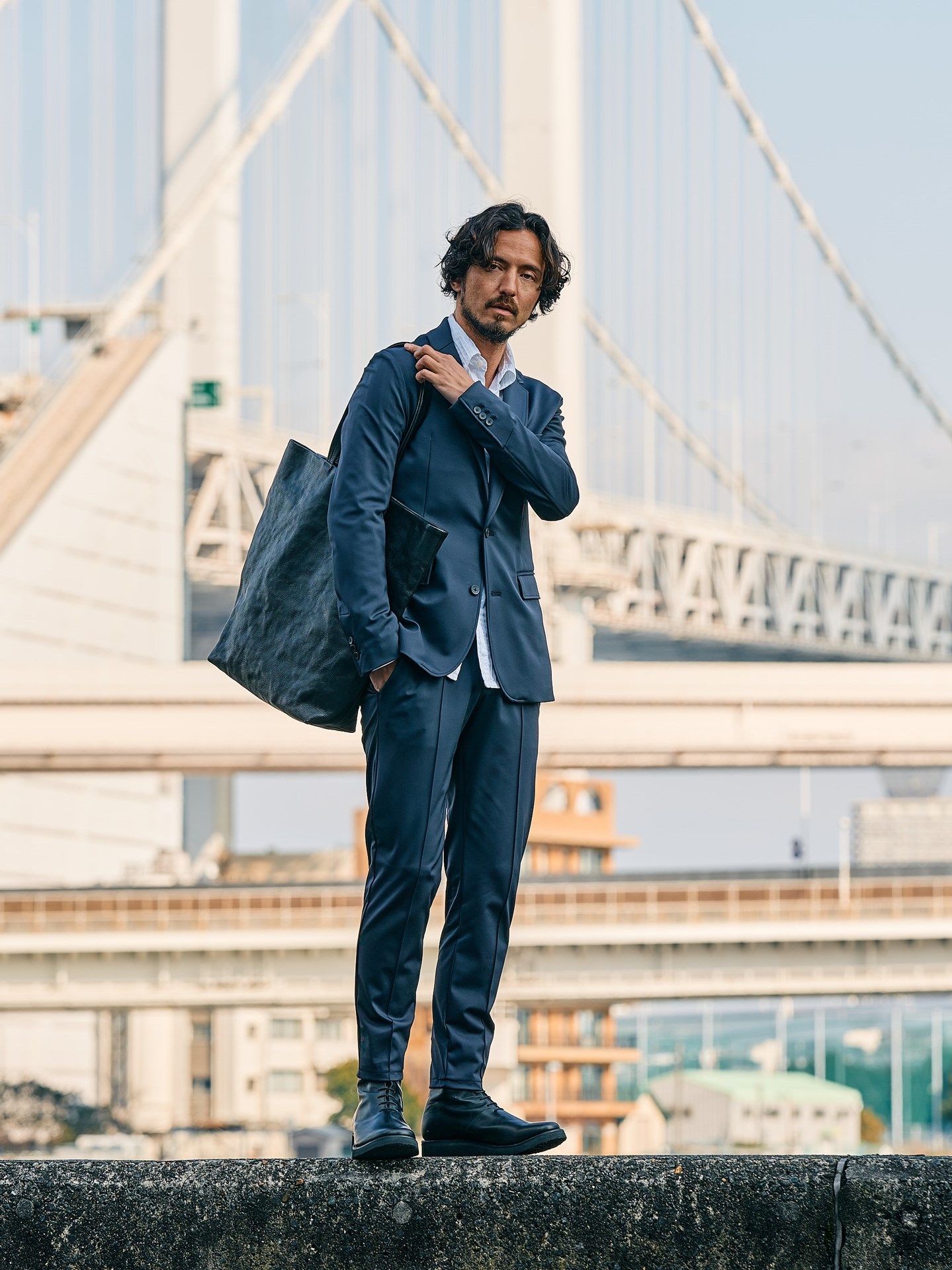 【予約品】 KOBE LEATHER big tote bag/ トートバッグ / ブラック