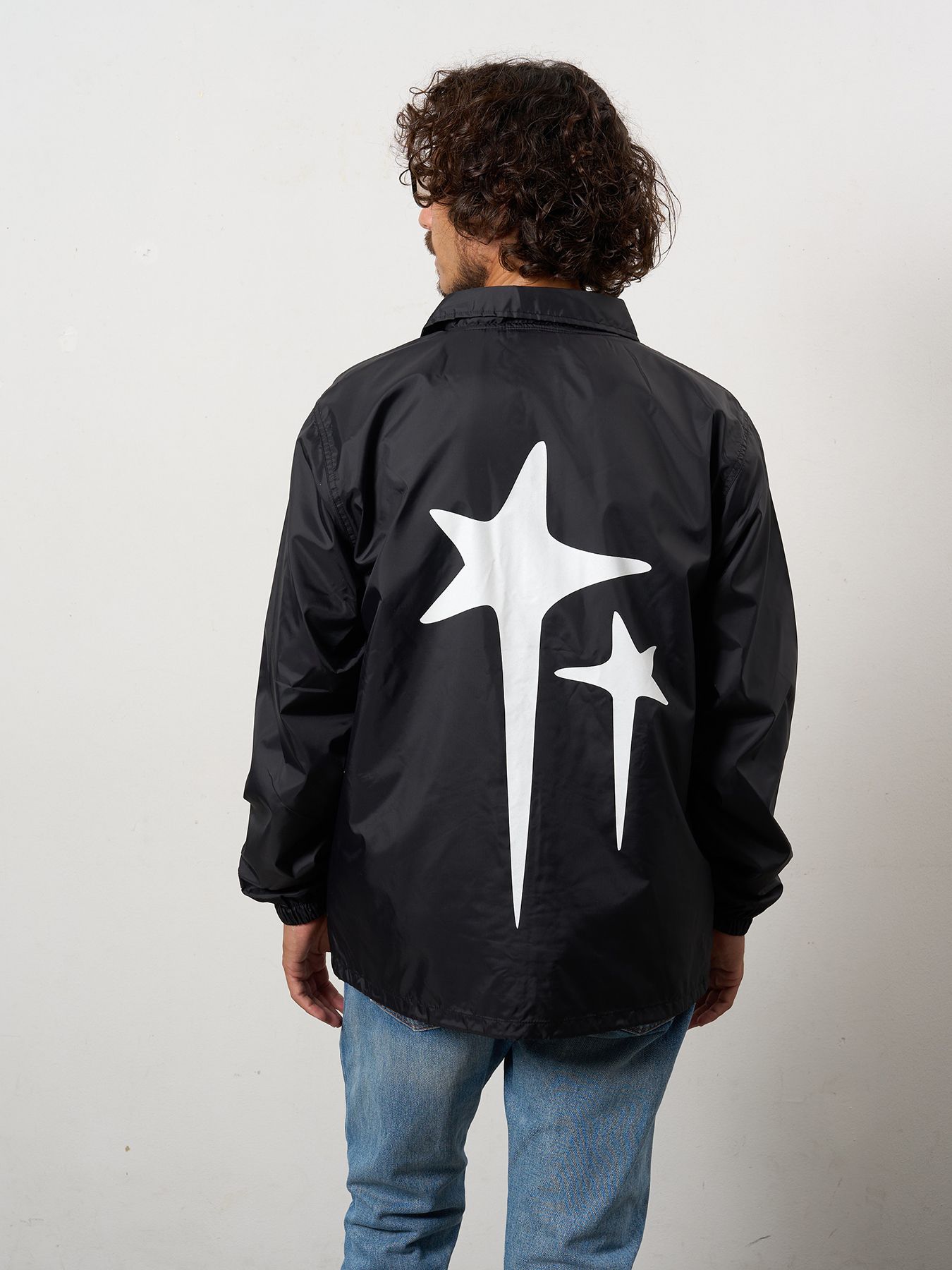 【予約品 10月16日(木) 締切】STYLE STYLE ドリップスタークロスパッチ ナイロン コーチジャ オーセンティックパイル ウェービーロゴ スマイル ケット / ブラック