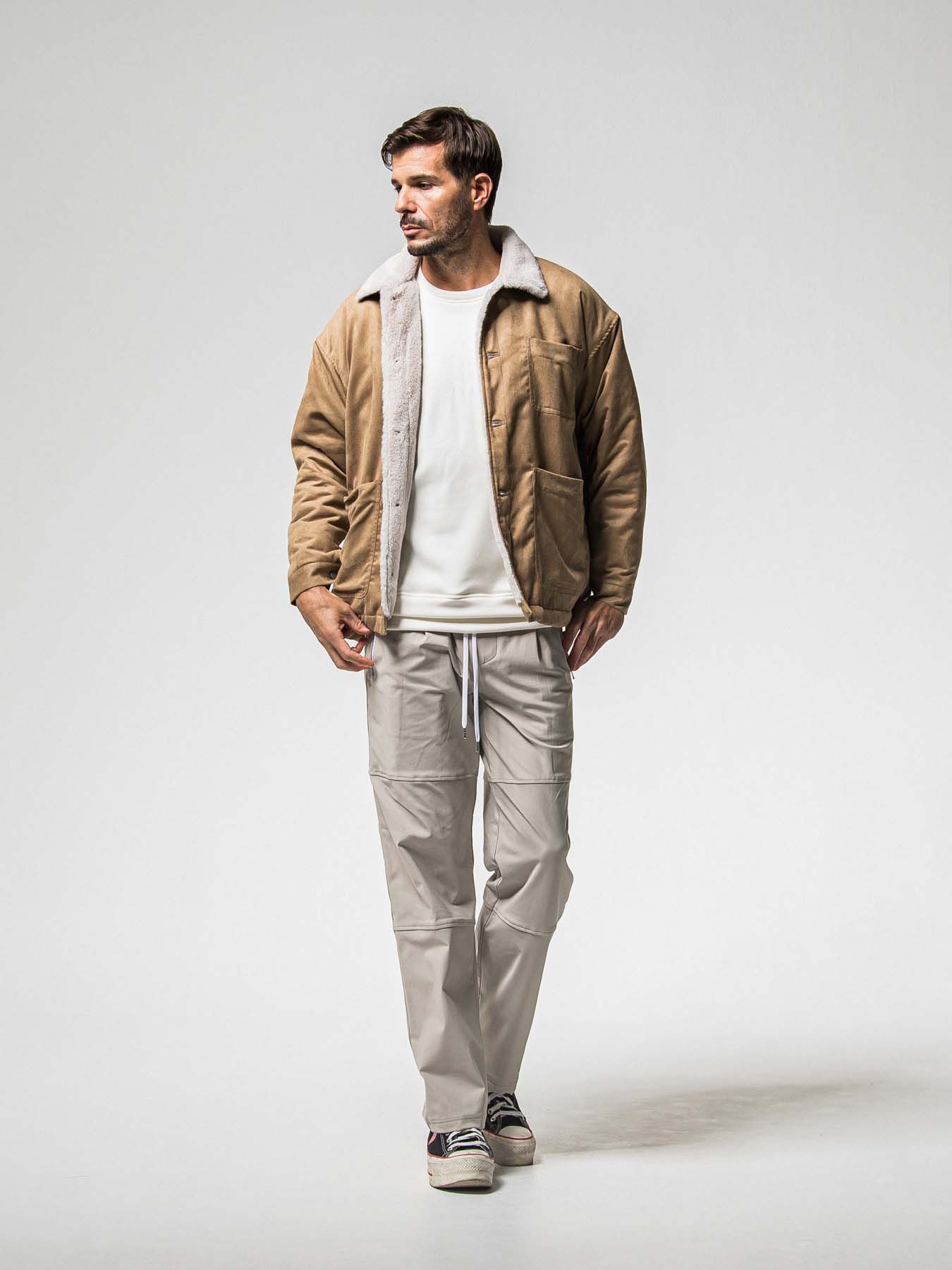 【予約品 8月31日(日) 締切】FRIDAY STANDARD LOGO VEROURS FLEECE TRAINER / FRIDAYコラボ スタンダードロゴ ベロアフリース トレーナー / ホワイト